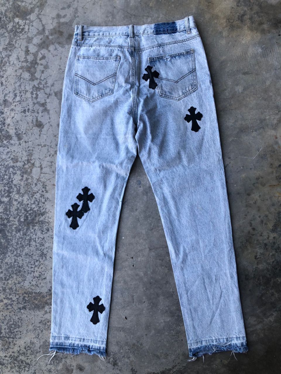 Faded Blue Cross Patch Denim pants