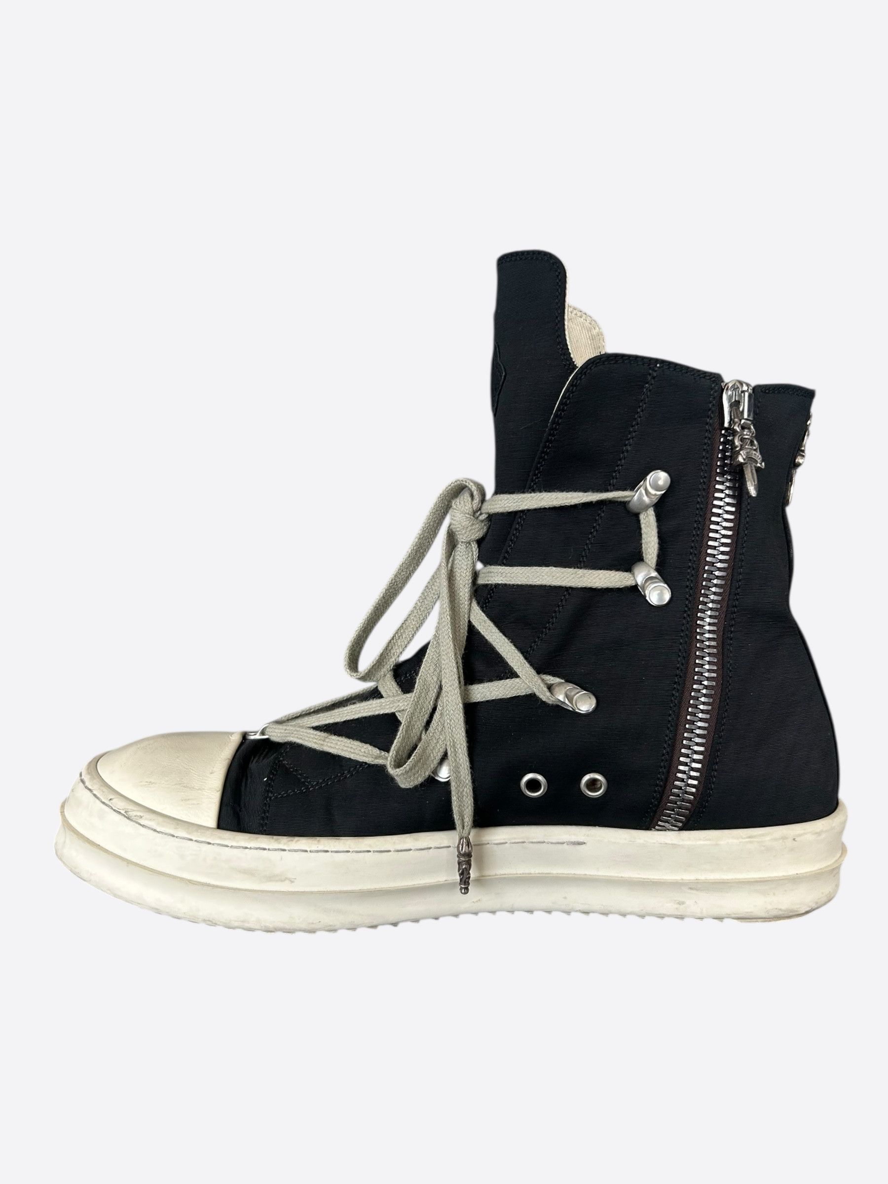 Rick Owens Chrome Hearts Black & White Cross Patch Hexagram Sneakers Size US 10 / EU 43 - 6 Thumbnail