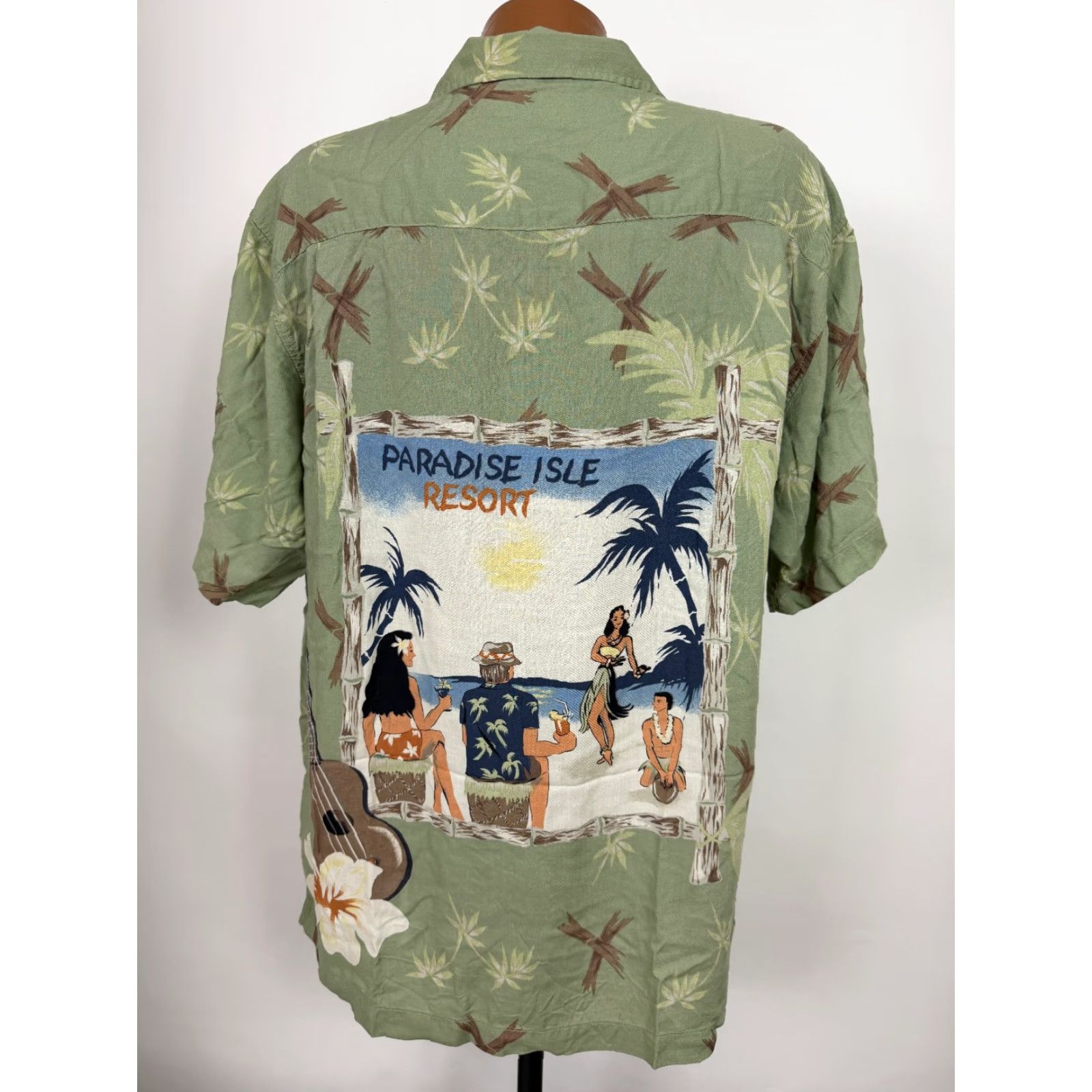Vintage VINTAGE Utility Shirt Mens Large Green 90s Beach Hawaiian Button-Up Rayon Size US L / EU 52-54 / 3 - 2 Thumbnail