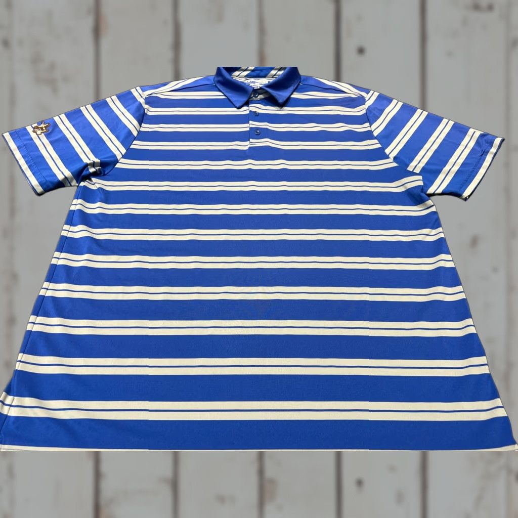 Under Armour Under Armour Golf Polo Shirt Blue Striped Adult Large Performance Mens Size US L / EU 52-54 / 3 - 1 Thumbnail