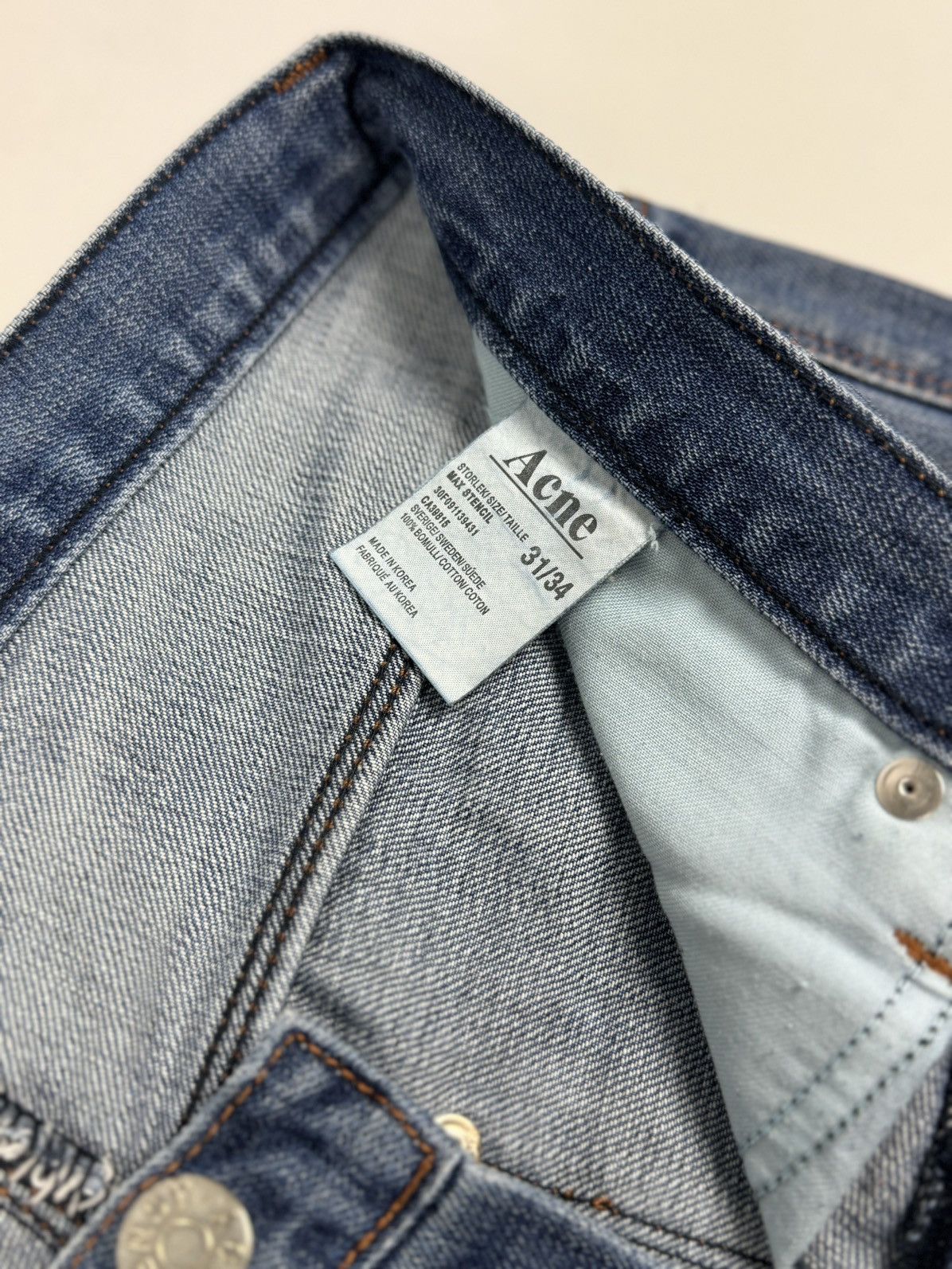 Acne Studios Acne Max Stencil Blue Jeans Size 31x34 Size US 31 - 10 Thumbnail