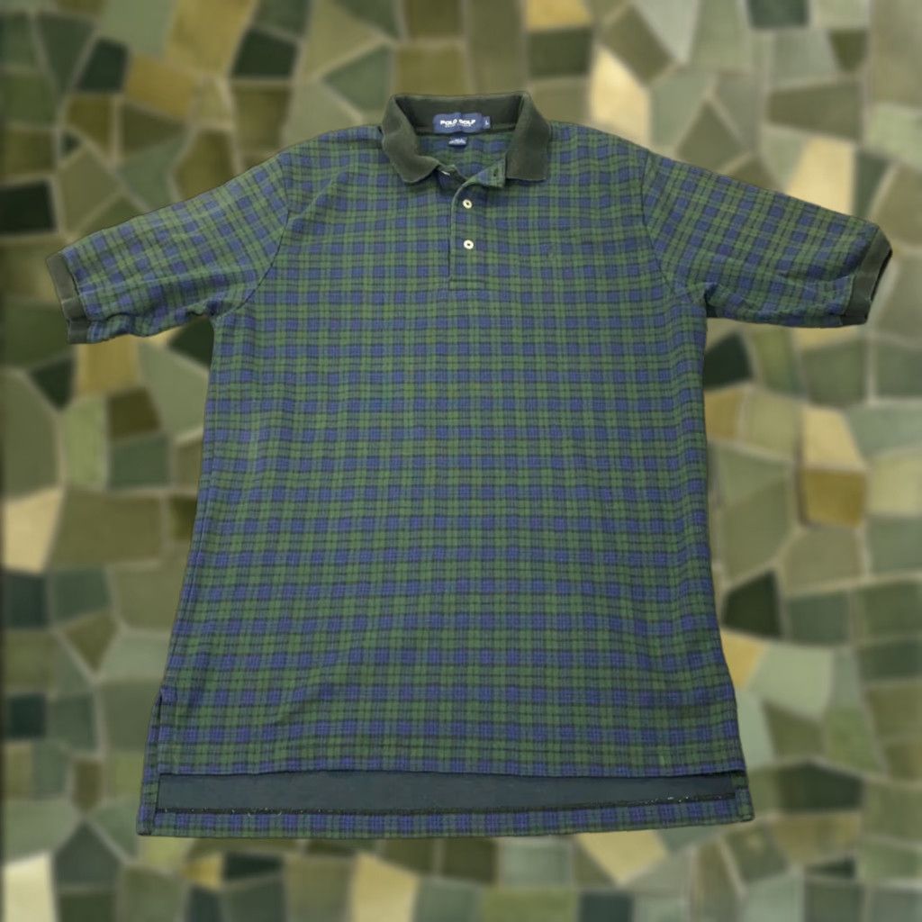 Polo Ralph Lauren VINTAGE Polo Ralph Lauren Golf Shirt Men Large Green Blue Plaid Cotton Short Sleeve All Seasons Size US L / EU 52-54 / 3 - 1 Thumbnail