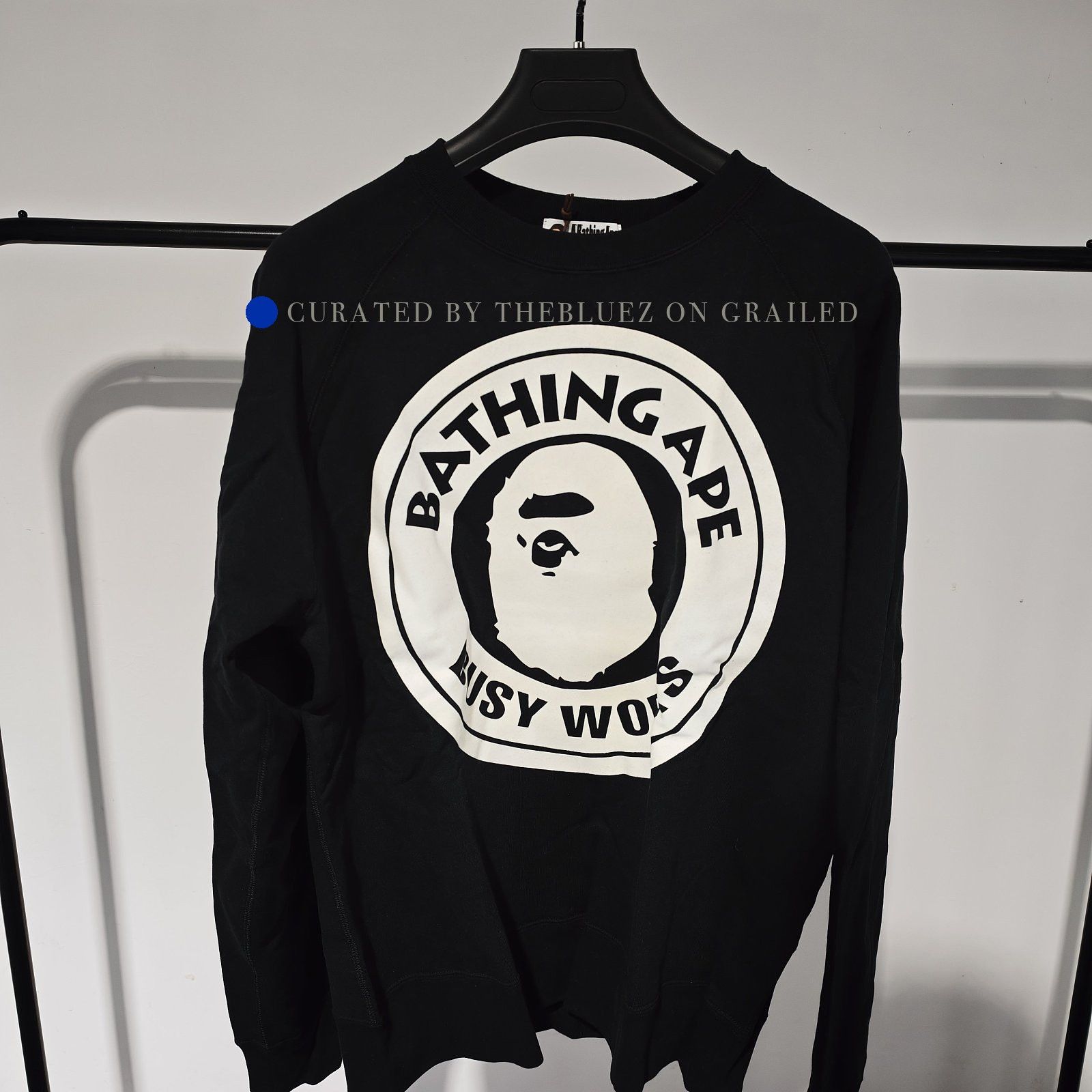 Bape Black Graphic Crewneck Sweatshirt, XL Size US XL / EU 56 / 4 - 1 Thumbnail