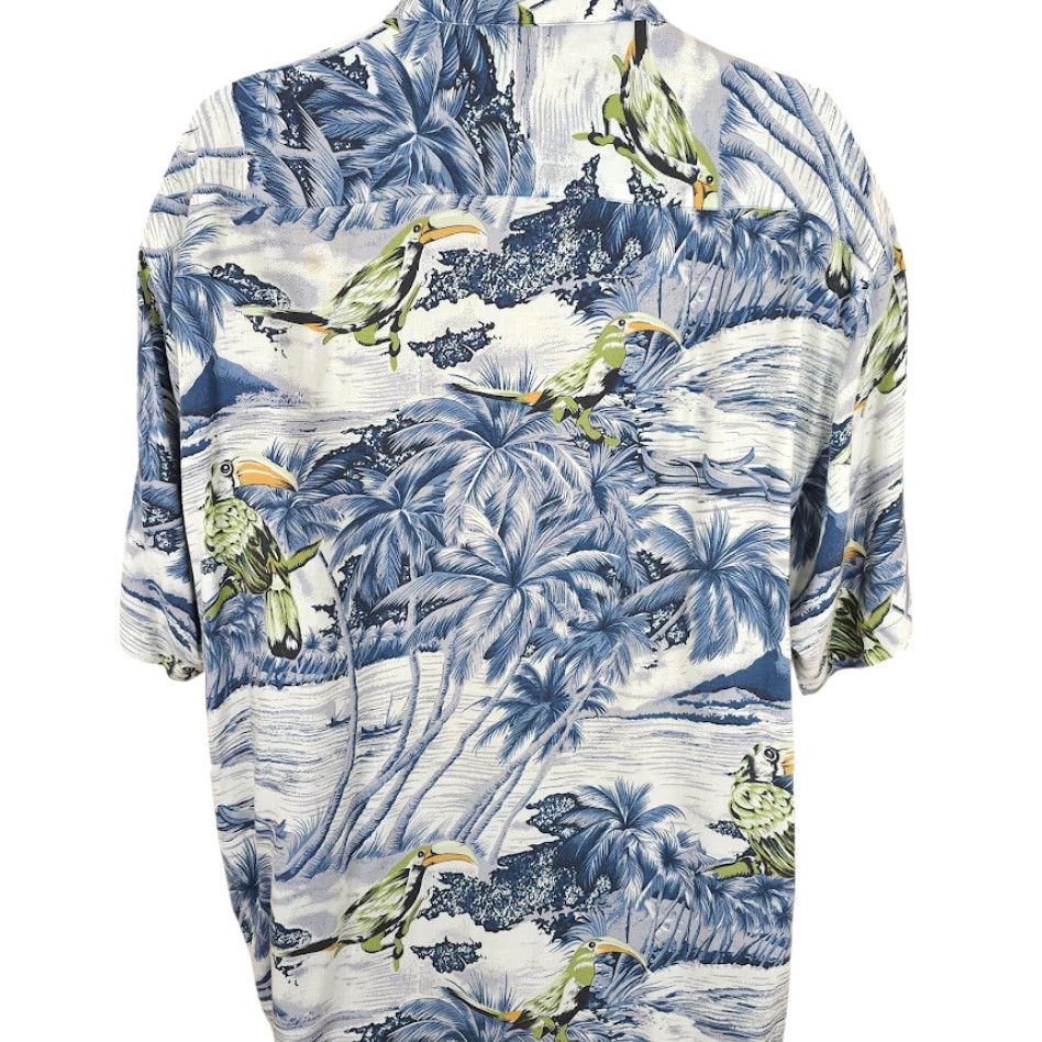 Vintage VINTAGE Linguine & Bob Hawaiian Shirt Mens Size Medium Blue Parrots All Over Print Size US L / EU 52-54 / 3 - 4 Thumbnail