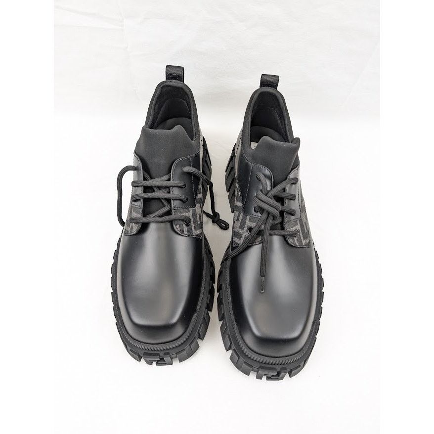 Fendi o1rshd1 Men's Lace Up Fabric Calf Leather Boots Shoe in Nero Size US 11 / EU 44 - 18 Thumbnail