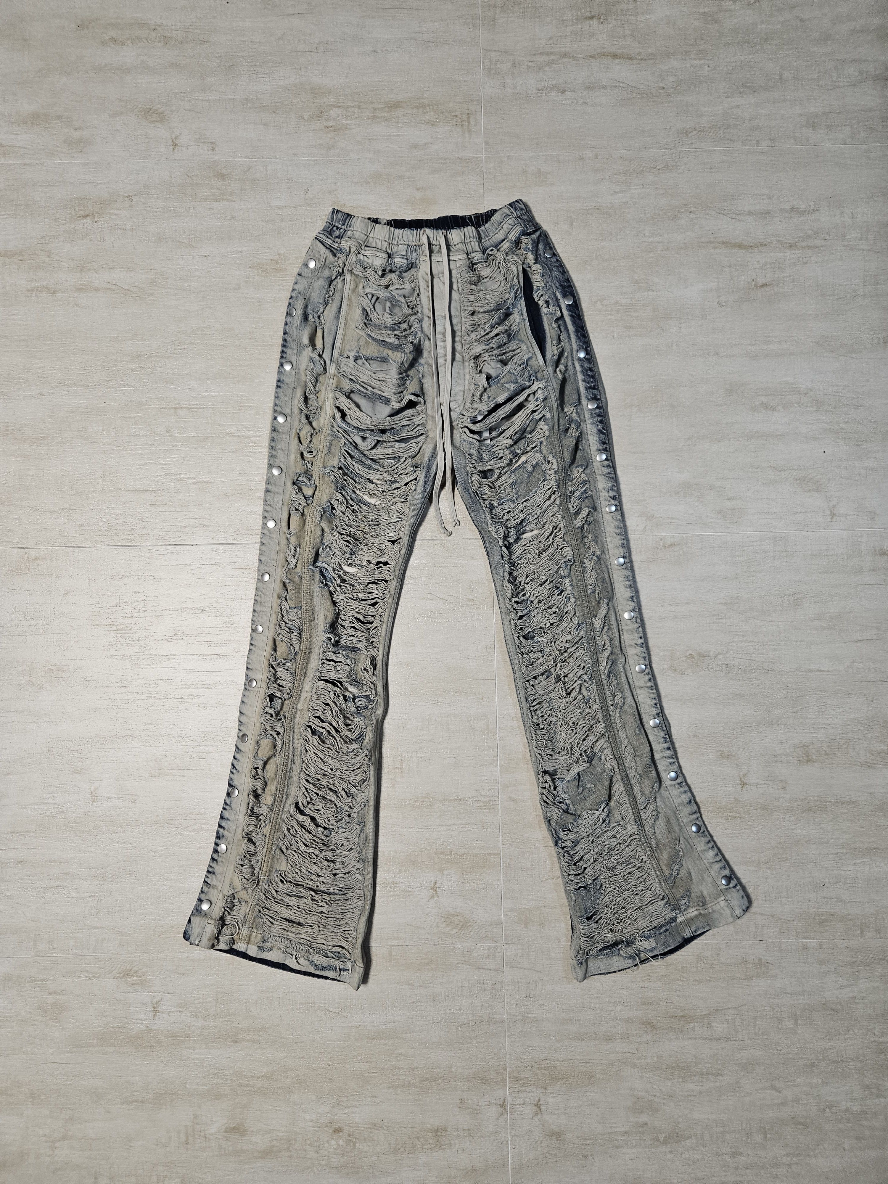 Rick Owens Drkshdw Rick Owens Drkshdw Mineral Pearl Shredded Pusher Pants Size US 30 / EU 46 - 1 Thumbnail