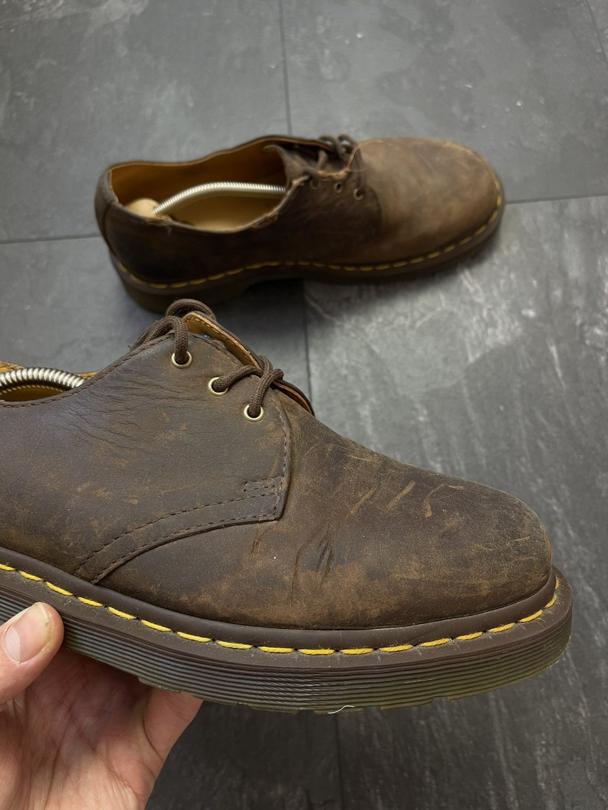 Dr. Martens × Streetwear × Vintage Dr martens 1461 dark brown distressed boots Size US 9 / EU 42 - 3 Thumbnail