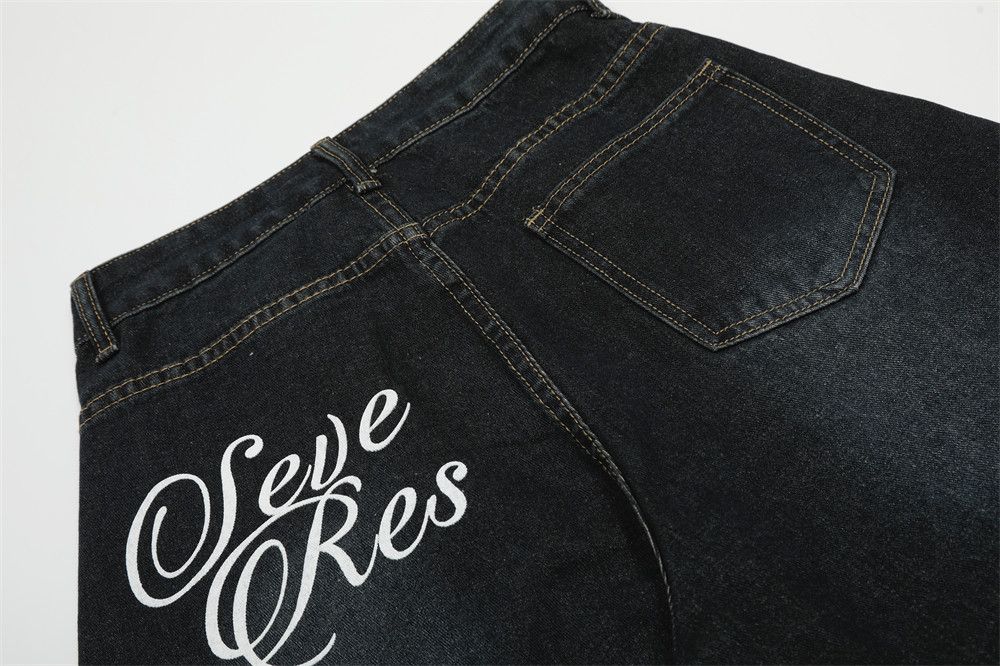 Japanese Brand × Jean Men's loose street washed casual letter print denim shorts Size US 32 / EU 48 - 5 Thumbnail