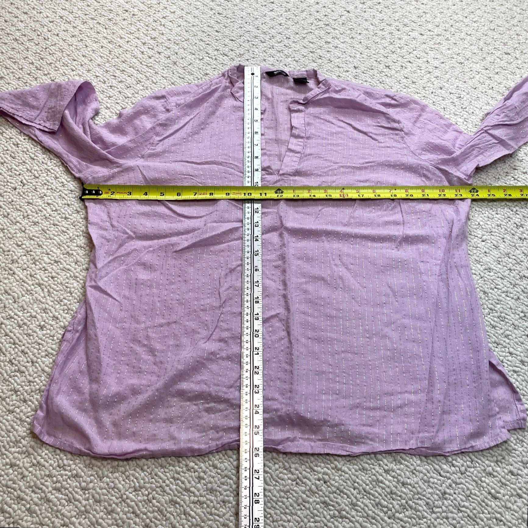 Mossimo Mossimo Long Sleeve Shirt Womens Plus 18W Light Purple Split Neck Shiny Striped Size XXL / US 16-18 / IT 52-54 - 5 Thumbnail
