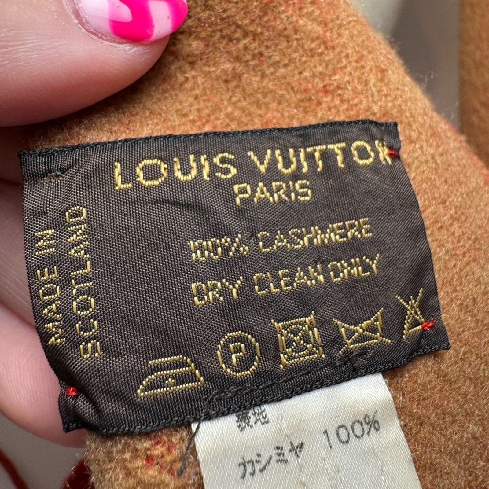 Louis Vuitton Louis Vuitton Red & Camel Double Sided 100% Cashmere Scarf Size ONE SIZE - 3 Thumbnail