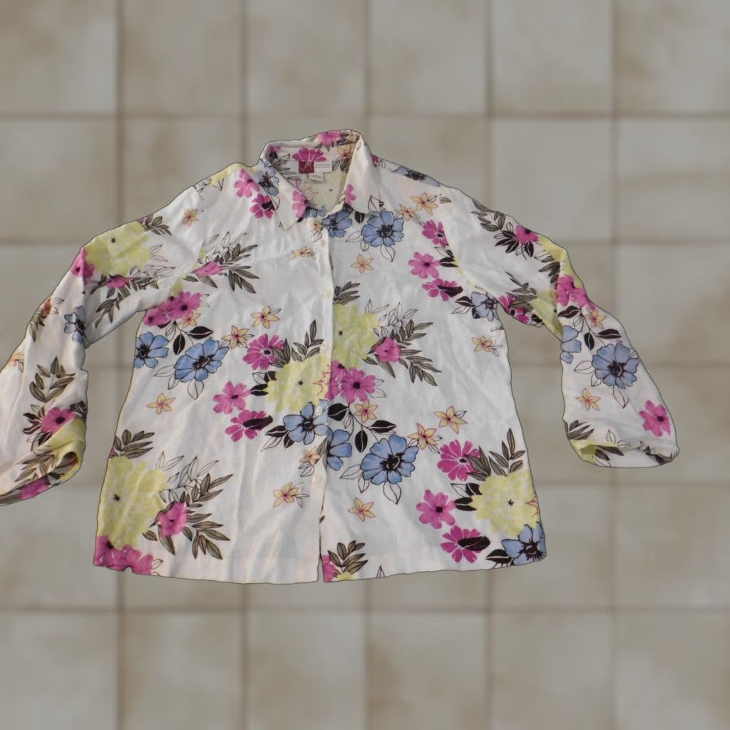 JM Collection JM Collection top 14P Petite linen floral Womens Button-Up Casual Shirt XL? Size XL / US 12-14 / IT 48-50 - 1 Thumbnail