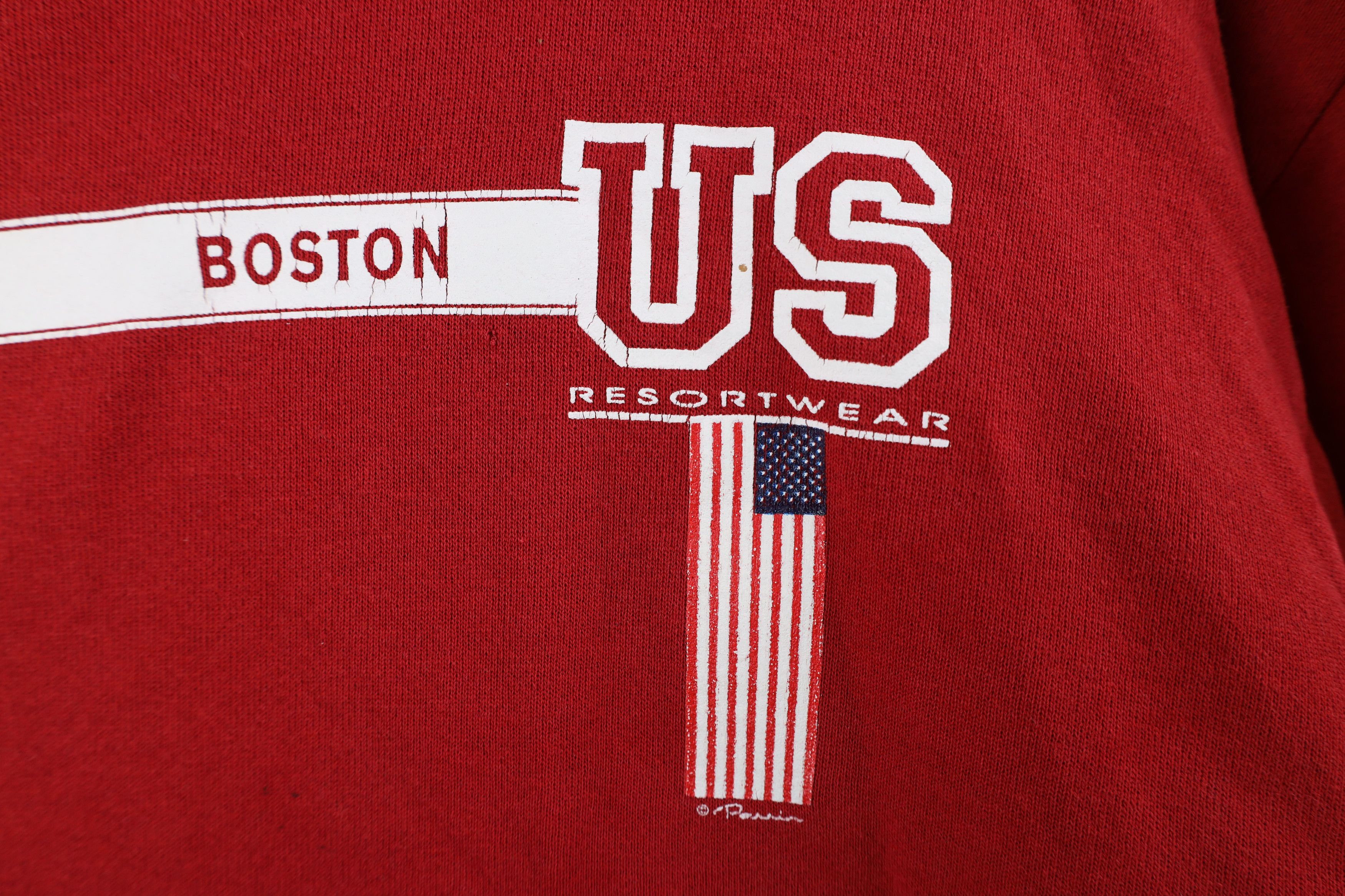 Vintage Vintage 90s Streetwear Spell Out Boston Crewneck Sweatshirt Size US L / EU 52-54 / 3 - 4 Thumbnail