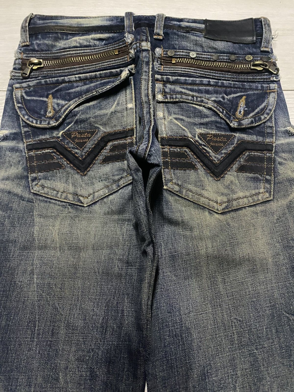 If Six Was Nine Pasta Denim Crazy Mud Wash Distressed Straight Fit Jeans Size US 29 - 4 Thumbnail