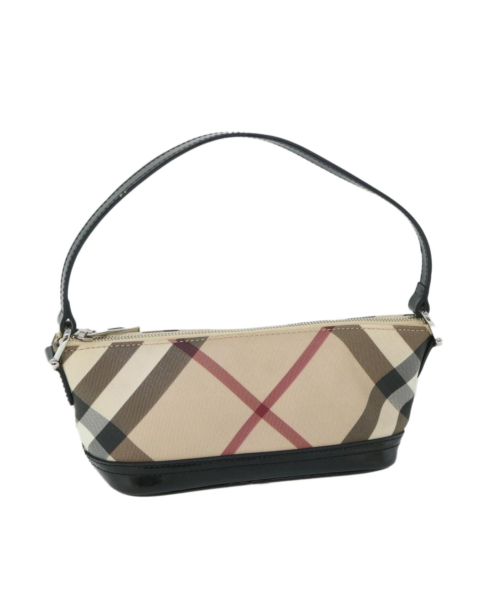 image of Burberry Checked Pvc Leather Shoulder Bag in Beige, Women's