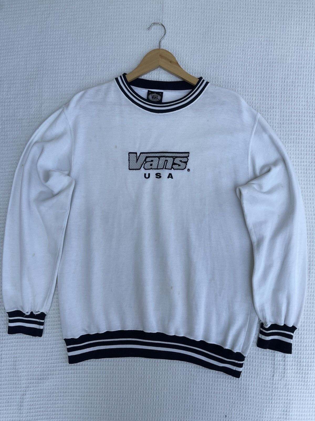 Vans × Vintage Last Drop🔥Vtg VANS Big Spellout Embroidered Logo Sweatshirt Size US L / EU 52-54 / 3 - 12 Thumbnail