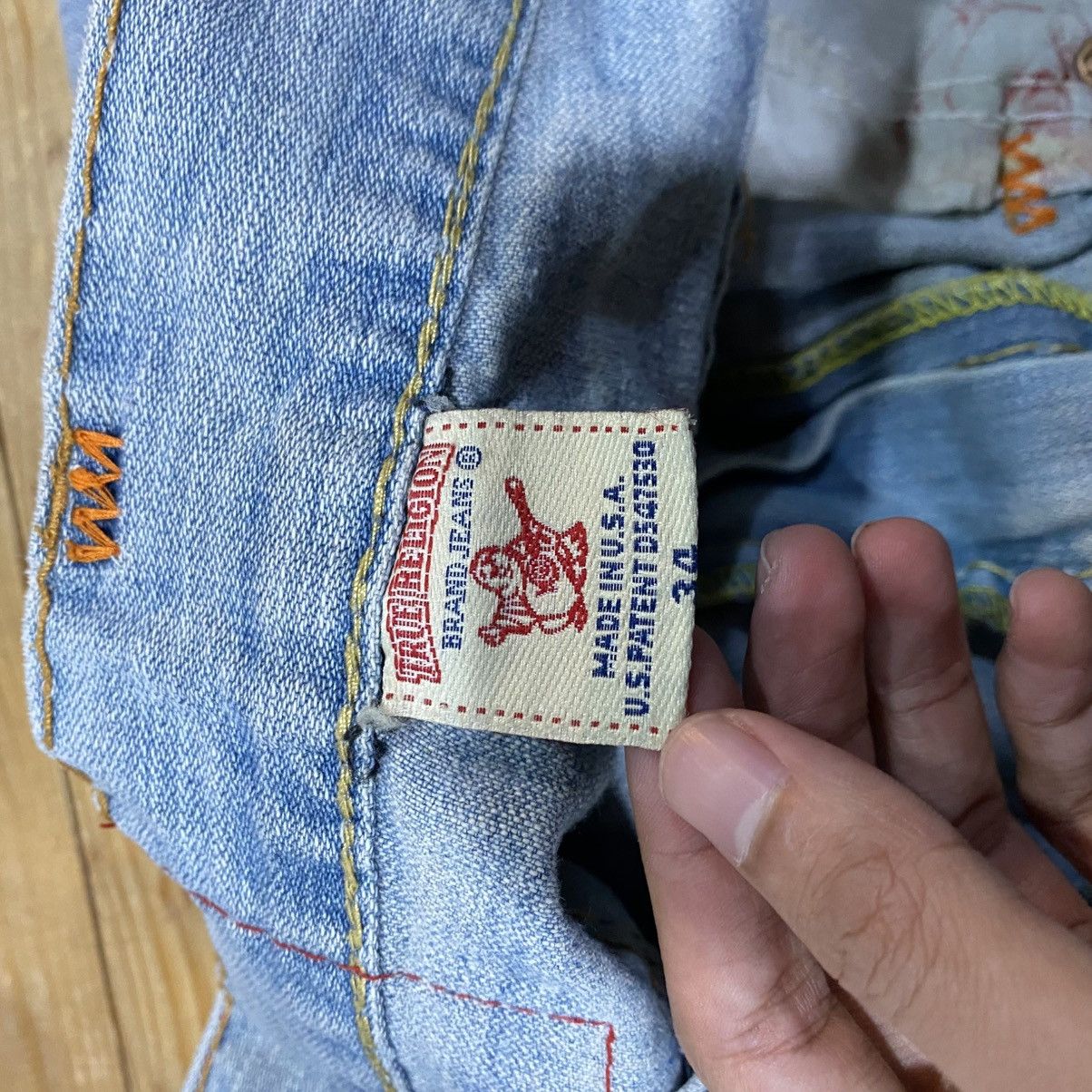 True Religion 2000s True Religion Joey Super T Bold Stitch Flared Jeans Size US 34 / EU 50 - 17 Thumbnail