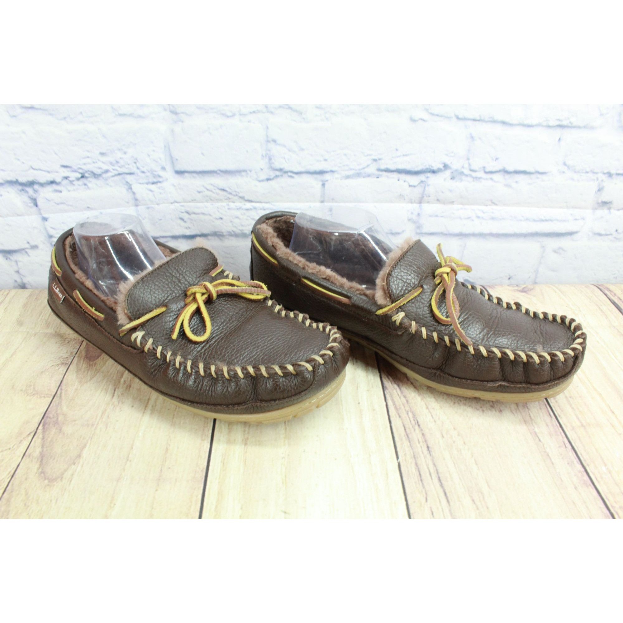 L.L. Bean × Leather LL Bean Moosehide Leather Wicked Good Moccasin Cozy Slippers Size US 11 / EU 44 - 3 Thumbnail