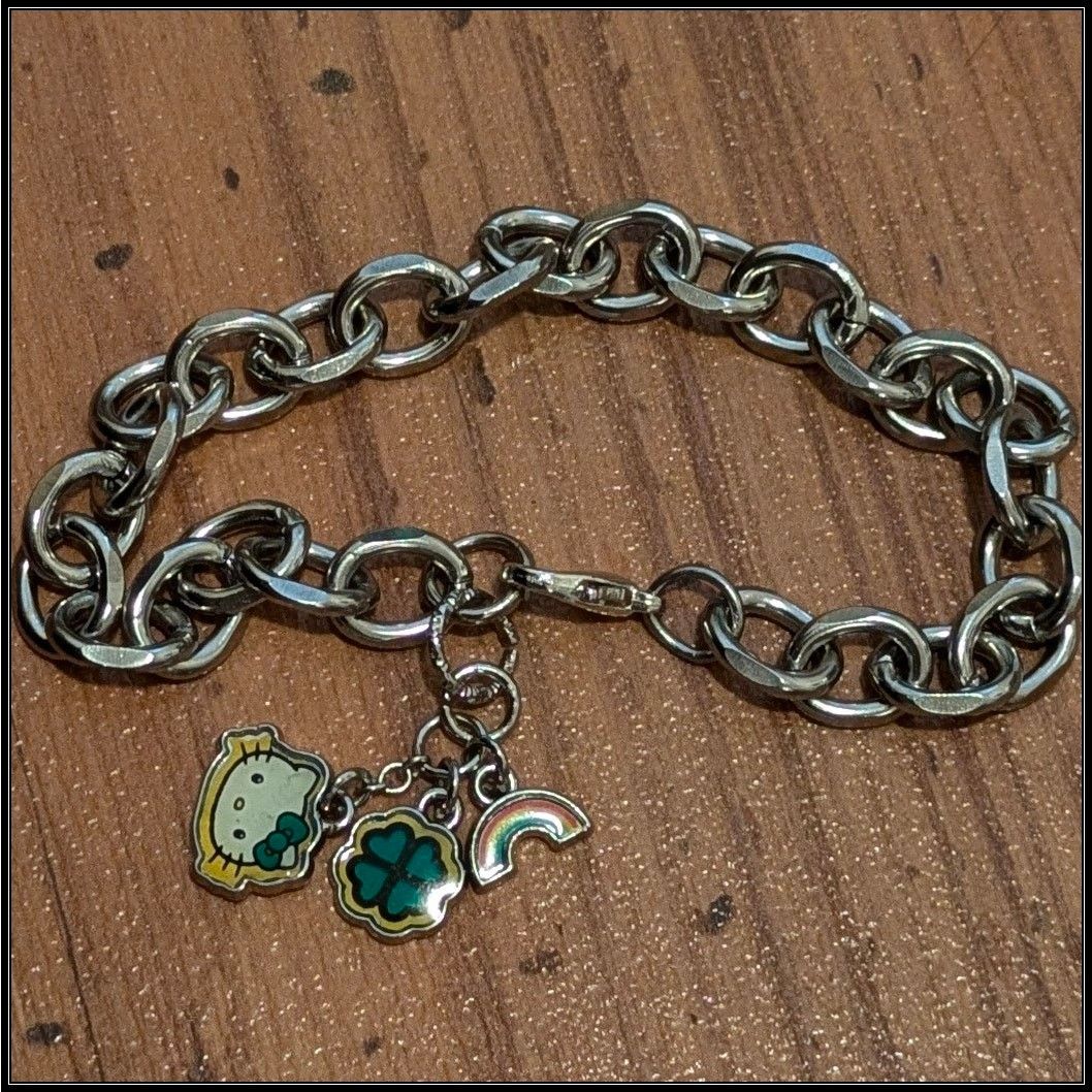 Japanese Brand × Vintage HELLO KITTY, 4 Leaf Clover & Rainbow Charm Bracelet Size ONE SIZE - 4 Thumbnail