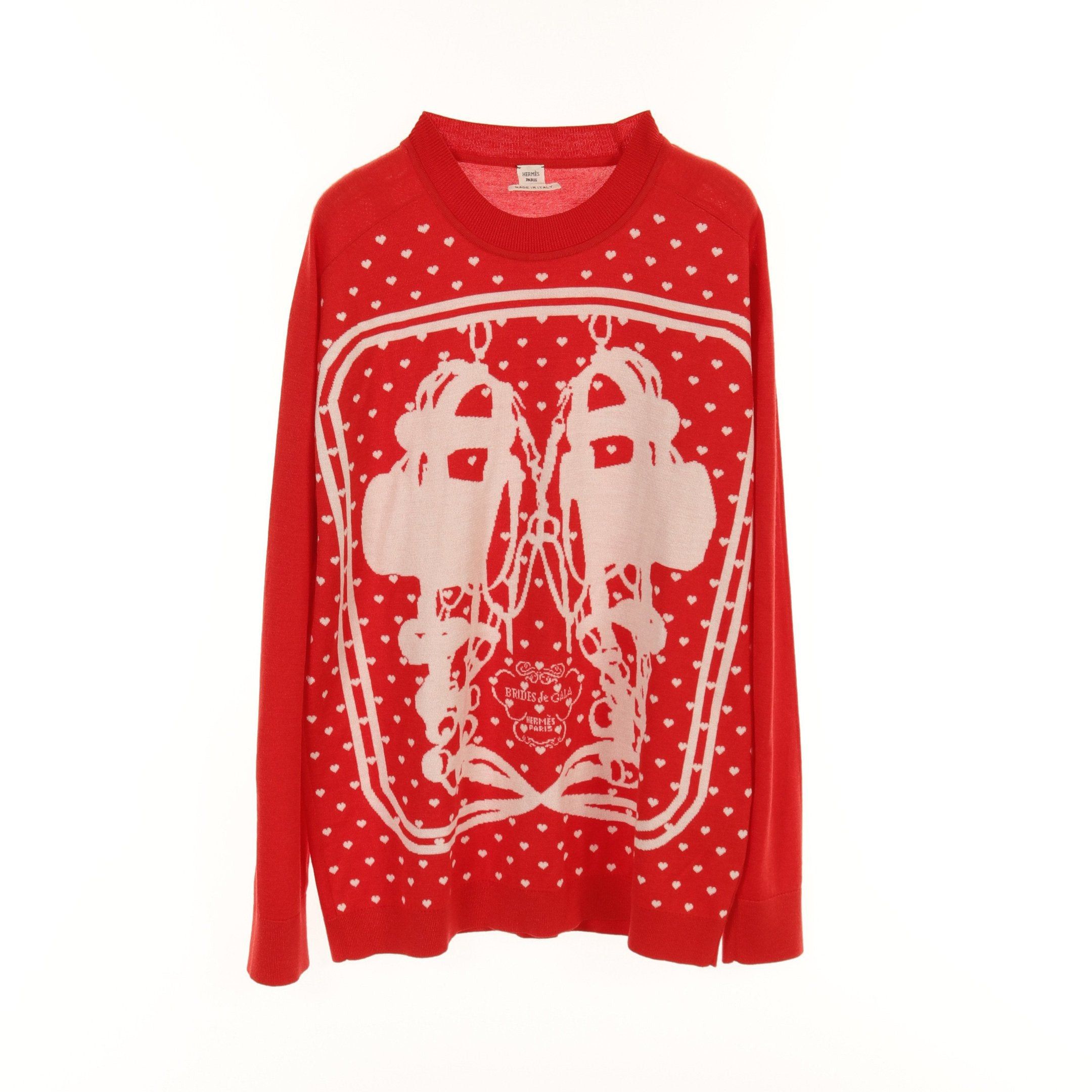 Hermes Hermes Brides De Gala Knit Crew Neck Cashmere Silk Red Size ONE SIZE - 1 Thumbnail