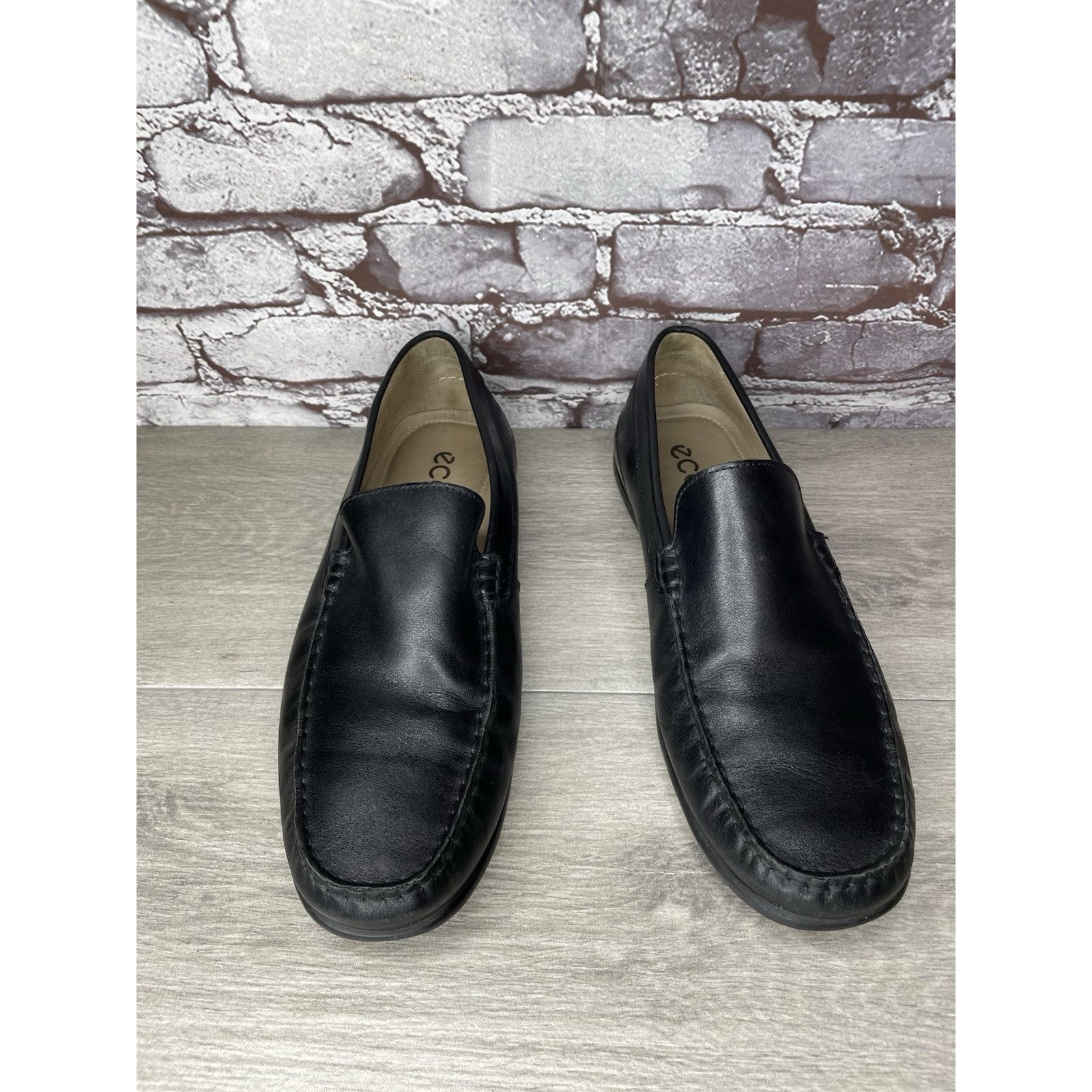 Ecco ECCO Black Leather Driving Loafers Mens Size 44 US 10-10.5 C Size US 11 / EU 44 - 11 Thumbnail