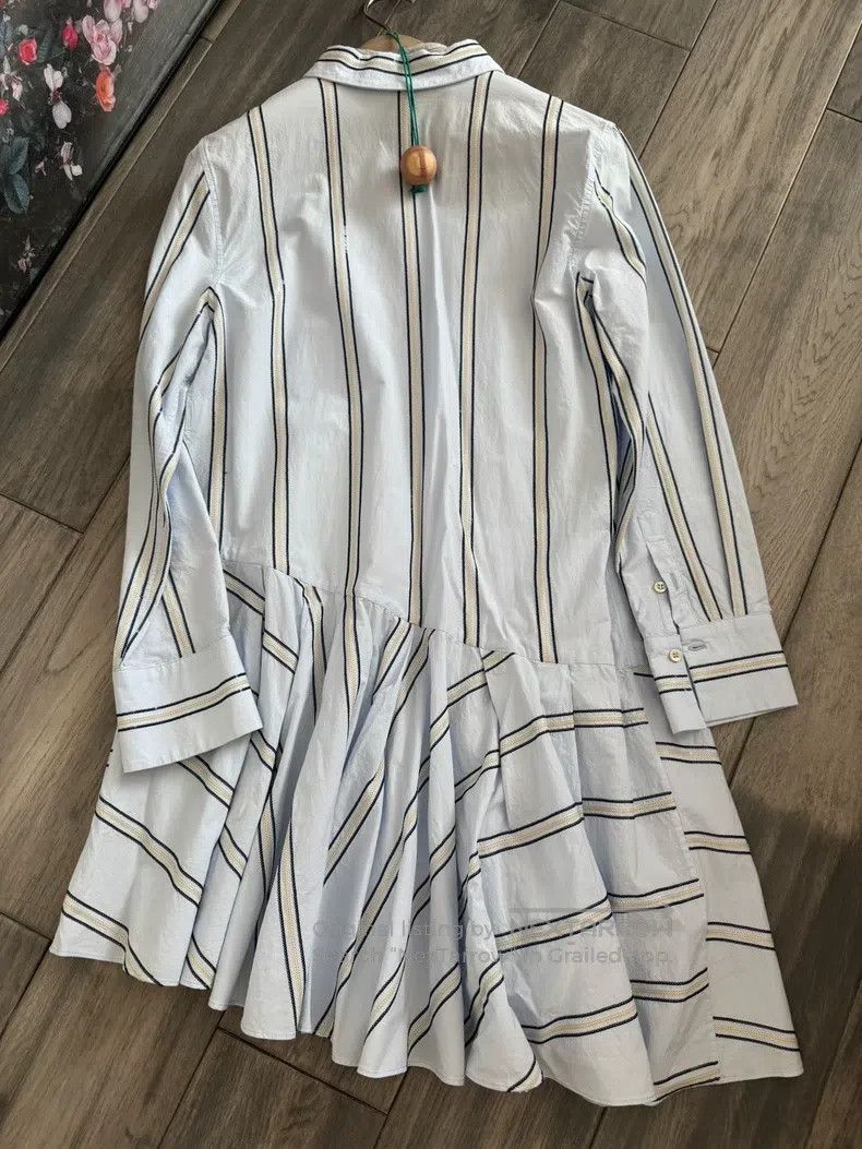 Brunello Cucinelli Brunello Cucinelli Sequined Striped Shirt Dress, Light Blu Size M / US 6-8 / IT 42-44 - 2 Thumbnail