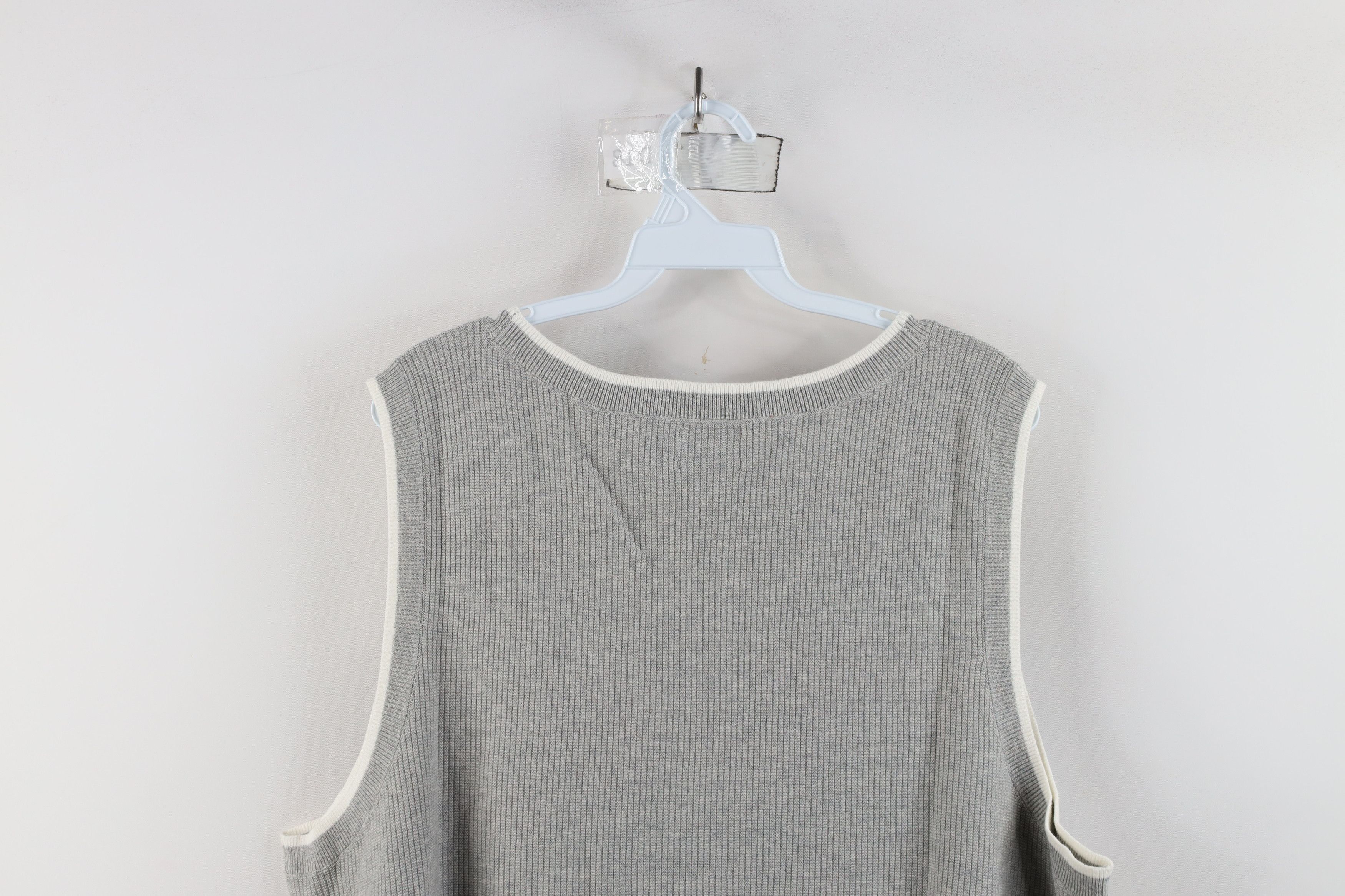 Lands' End × Vintage Vintage Lands End Blank Cotton Ribbed Knit Sweater Vest Gray Size XXL / US 16-18 / IT 52-54 - 8 Thumbnail