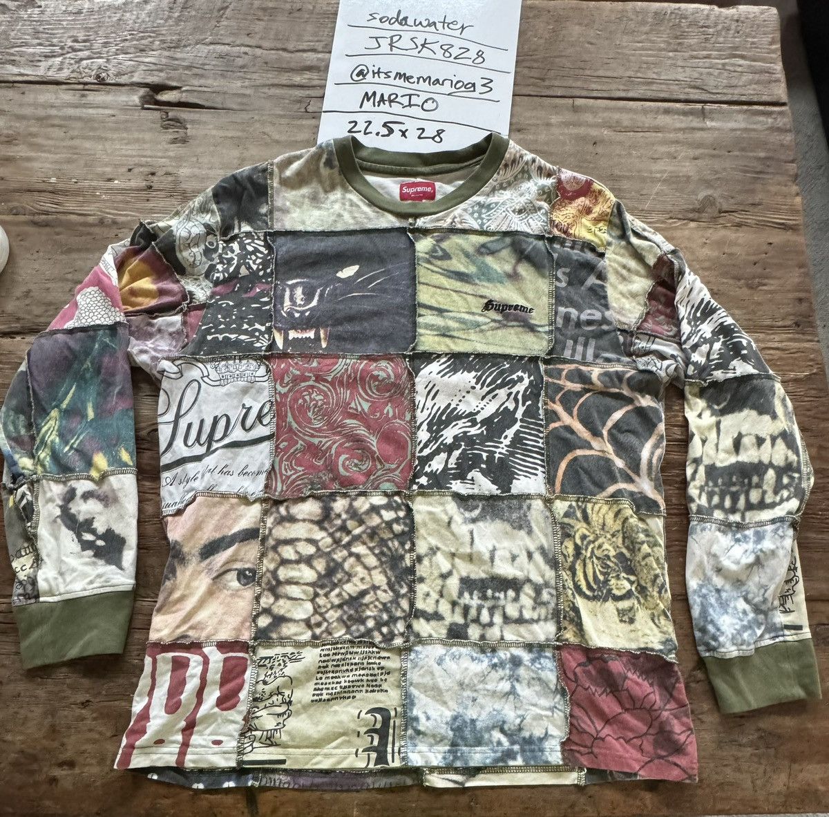 Supreme SUPREME 2021 Mosaic Patchwork LONG SLEEVE LARGE SHIRT GREEN |  Grailed