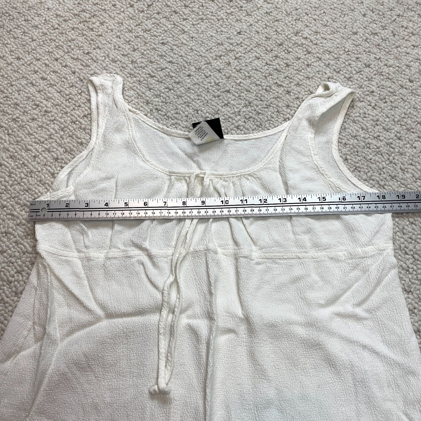 Vintage Dotti Tank Top Shirt Womens XL White Rayon Sleeveless Solid Tie Made in USA Size XL / US 12-14 / IT 48-50 - 3 Thumbnail