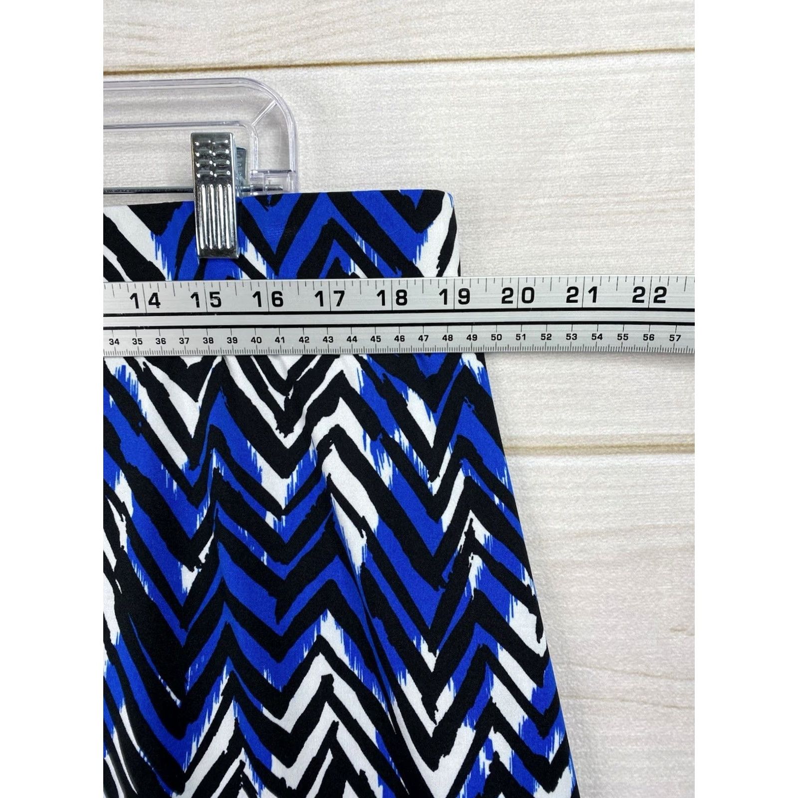 Vintage CJ Banks Womens Maxi Skirt 1X Blue Black Geometric Print Elastic Waist Plus Size Long Bohemian Skirt Womens Size 40" / US 18 - 2 Thumbnail