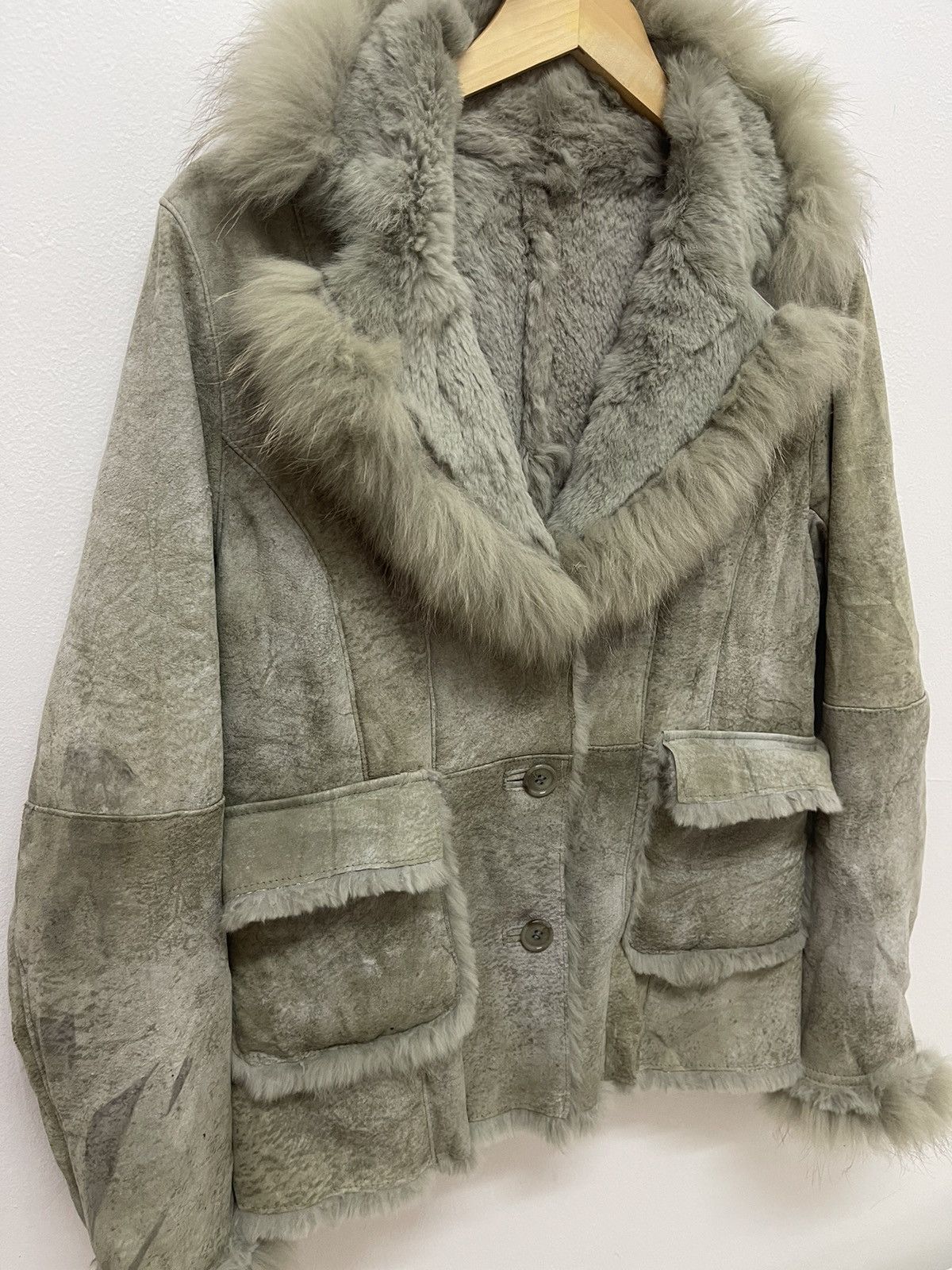 Other Luxury RABBIT LEATHER JACKET x RACCOON FUR Size S / US 4 / IT 40 - 2 Thumbnail