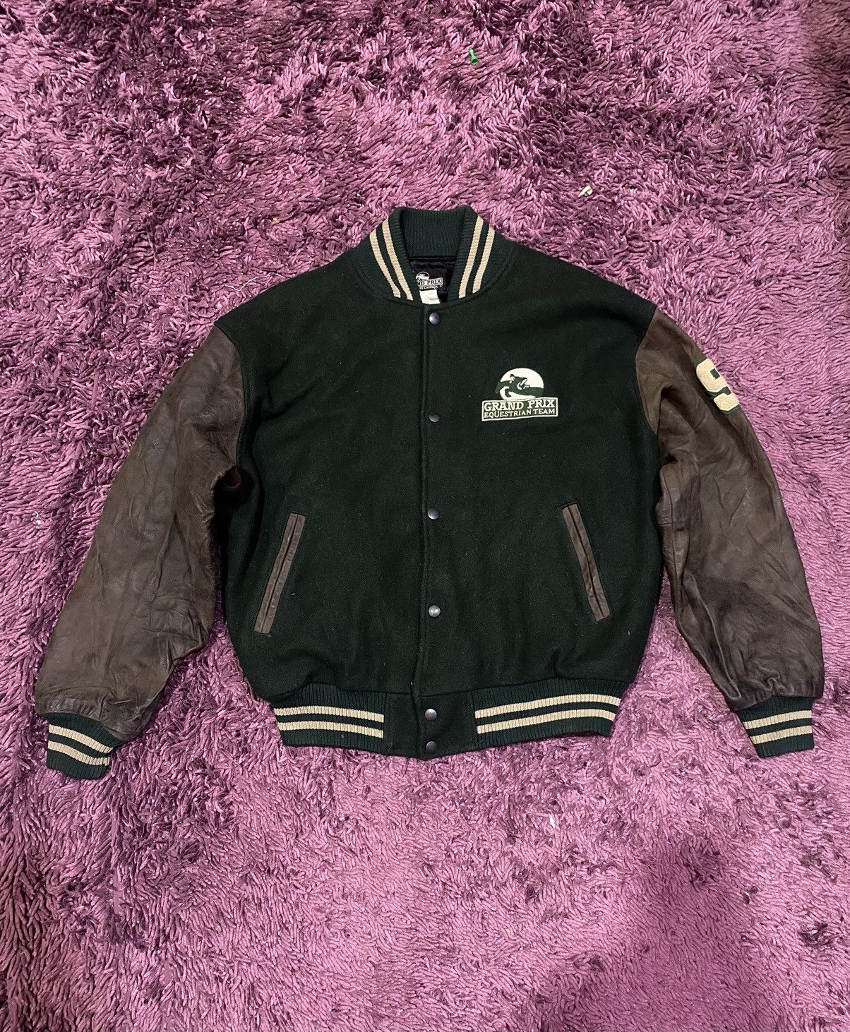 Vintage Vintage Grand Prix Equestrian Team Varsity Jacket Size US L / EU 52-54 / 3 - 1 Thumbnail