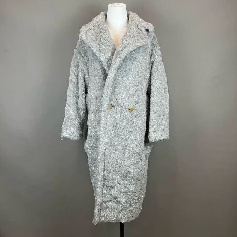 Max Mara Max Mara New Grey Shiny Silk Teddy Coat Size S / US 4 / IT 40 - 1 Thumbnail