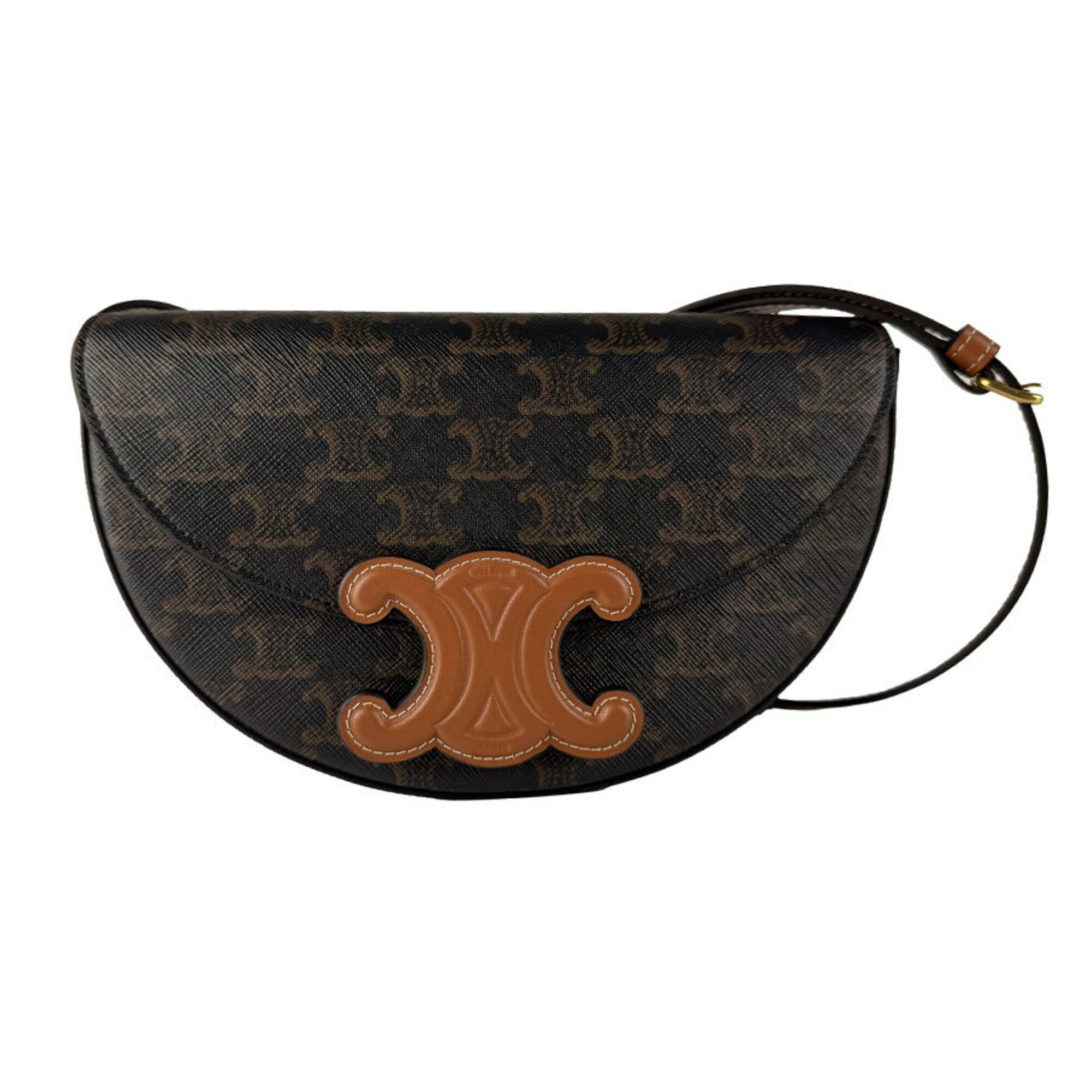 Celine Celine Shoulder Bag Cuir Triomphe Besace Leather Brown Women's z10853 Size ONE SIZE - 1 Thumbnail