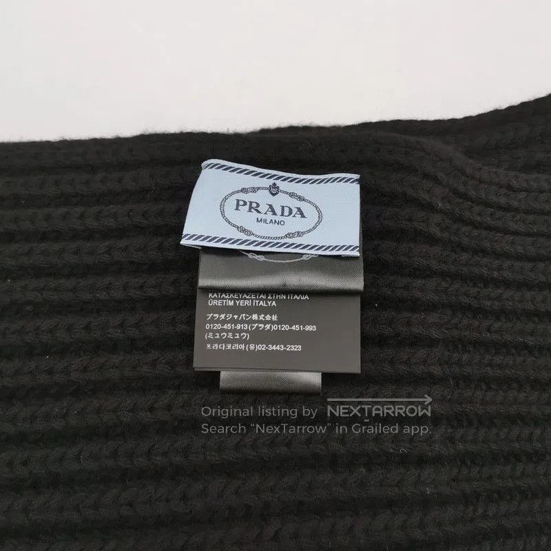 Prada Prada Black Ribbed Knit Scarf. Size ONE SIZE - 4 Thumbnail