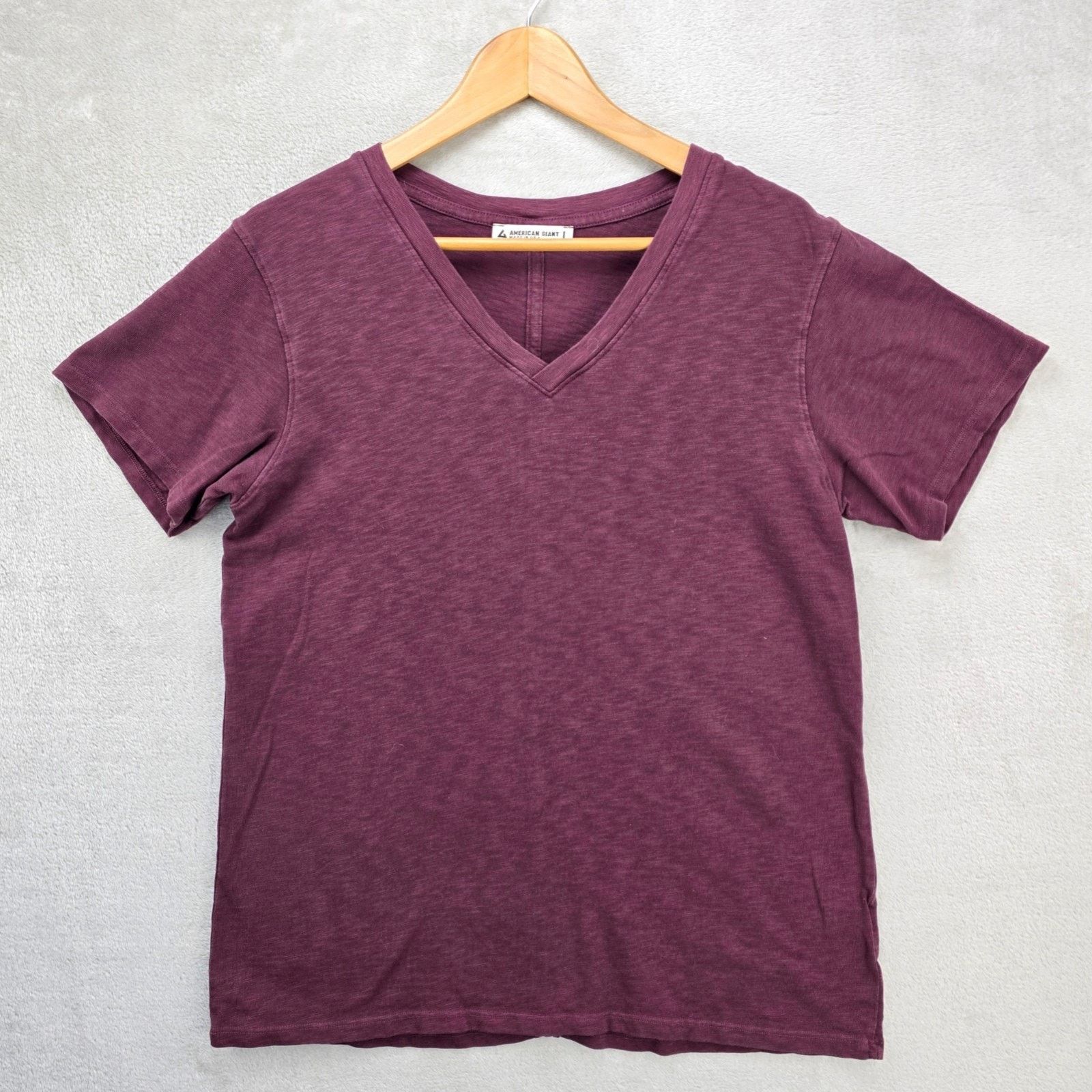 American Giant Shirt Womens Large Red Supima Slub V Neck