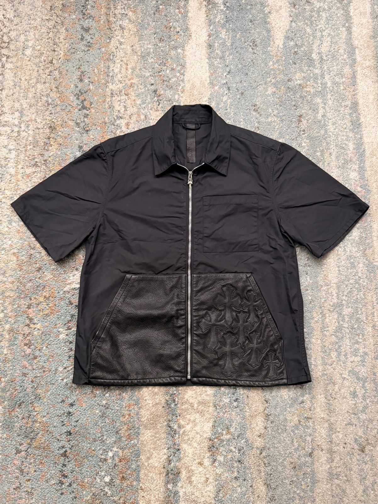 Chrome Hearts Chrome Hearts Leather Nylon Cross Patch Flooded Zip Shirt Size US M / EU 48-50 / 2 - 1 Thumbnail