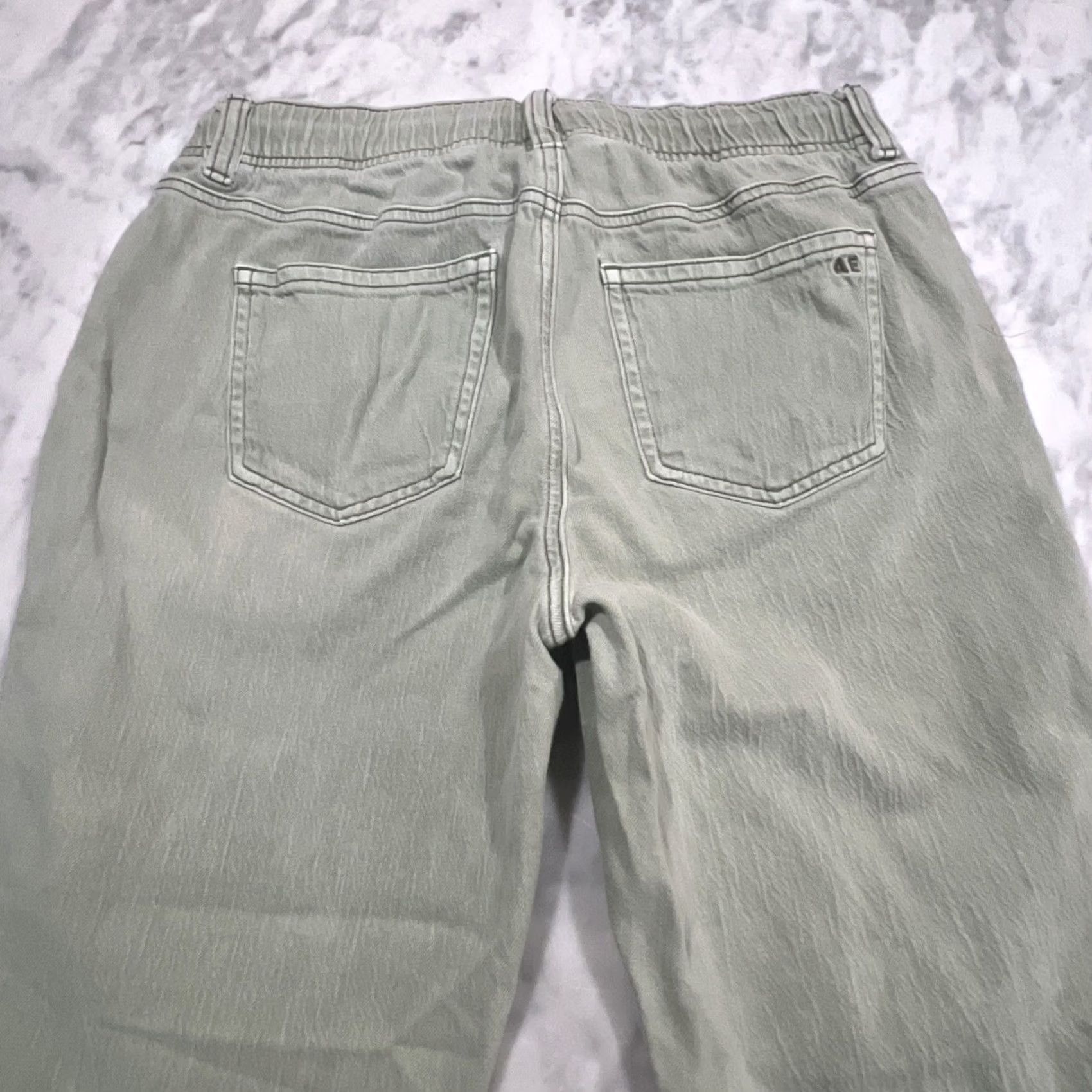 American Eagle Outfitters VINTAGE American Eagle Outfitters Women Pants 10 REGULAR Green Denim Jogger Drawstring 90s City Womens Size 32" / US 10 / IT 46 - 4 Thumbnail