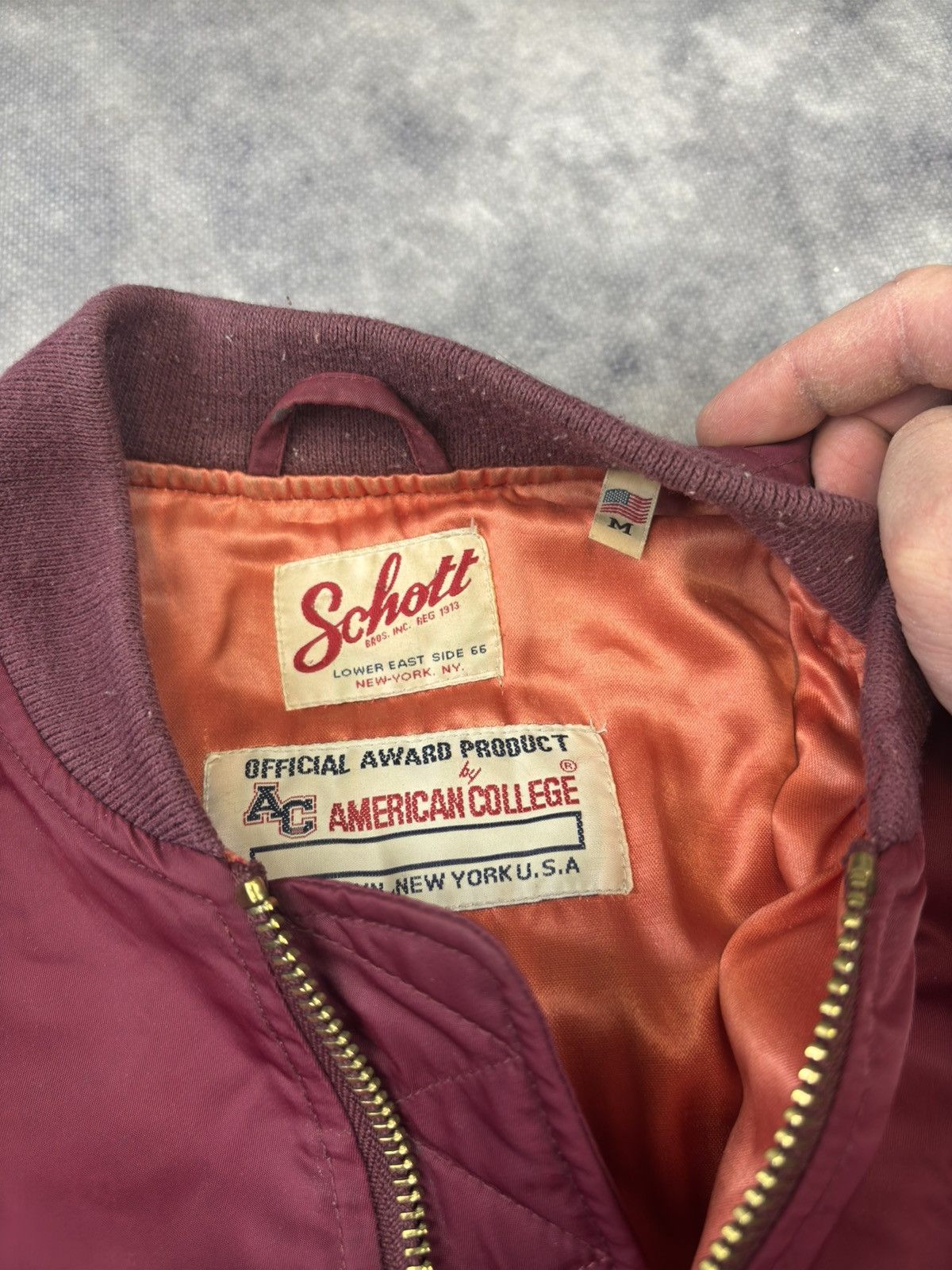 Schott × Vintage Vintage Schott NYC American College Bomber Jacket Official Size M / US 6-8 / IT 42-44 - 3 Thumbnail