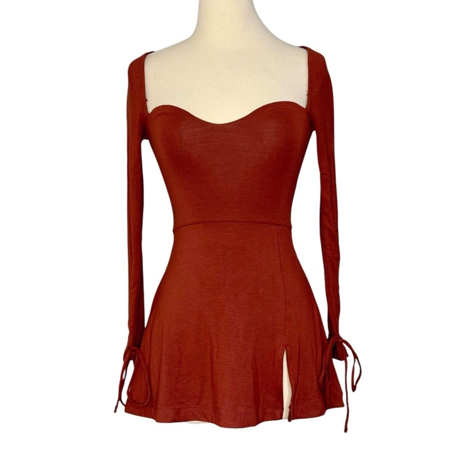 Other OH POLLY AMRYN Long Sleeve A-Line Mini Dress in Brick Sexy 2 Size XS / US 0-2 / IT 36-38 - 3 Thumbnail
