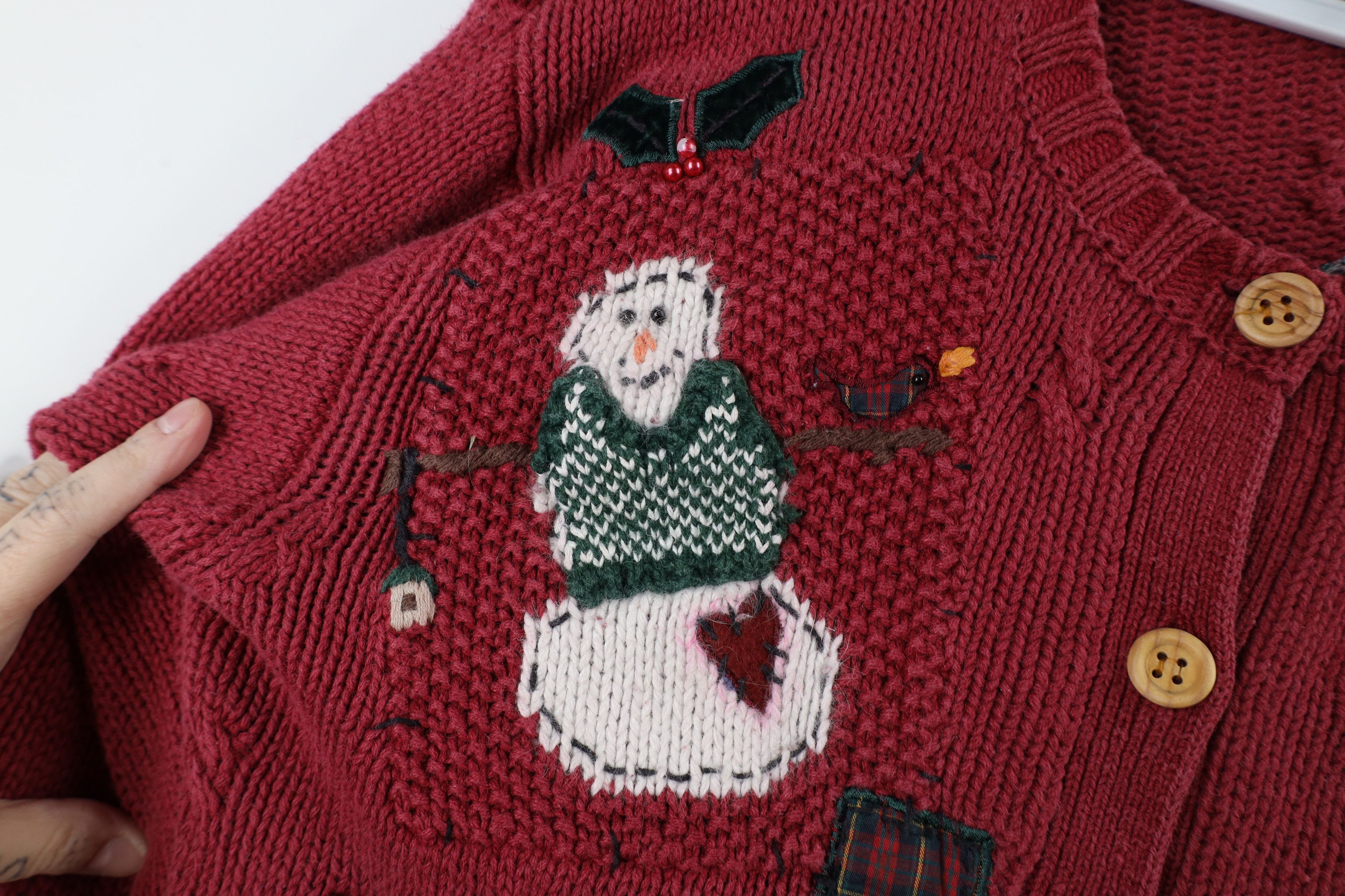 Vintage Vintage 90s Streetwear Snowman Ribbed Knit Cardigan Sweater Size S / US 4 / IT 40 - 5 Thumbnail