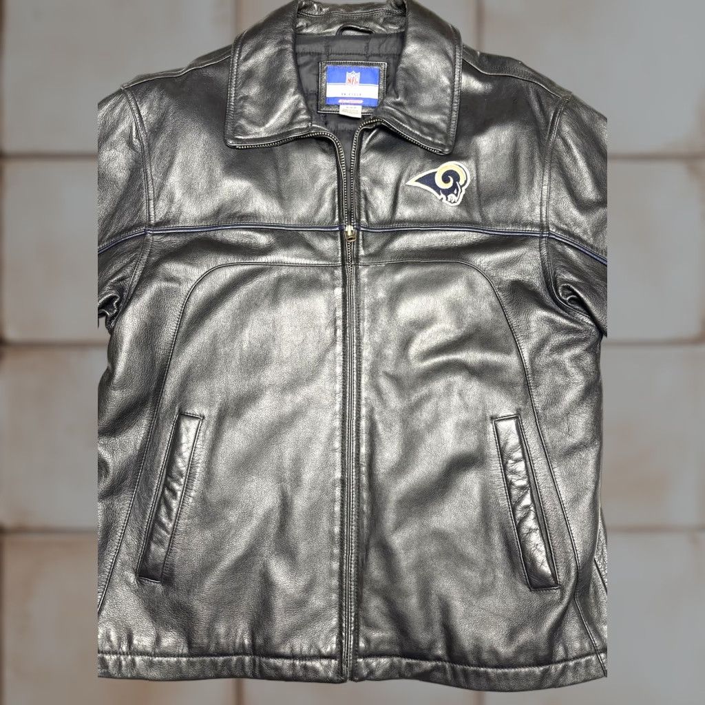 Reebok VINTAGE Los Angeles Rams Reebok Coat Jacket NFL Mens Size M Black Leather Bomber Lined Zip Size US M / EU 48-50 / 2 - 1 Thumbnail