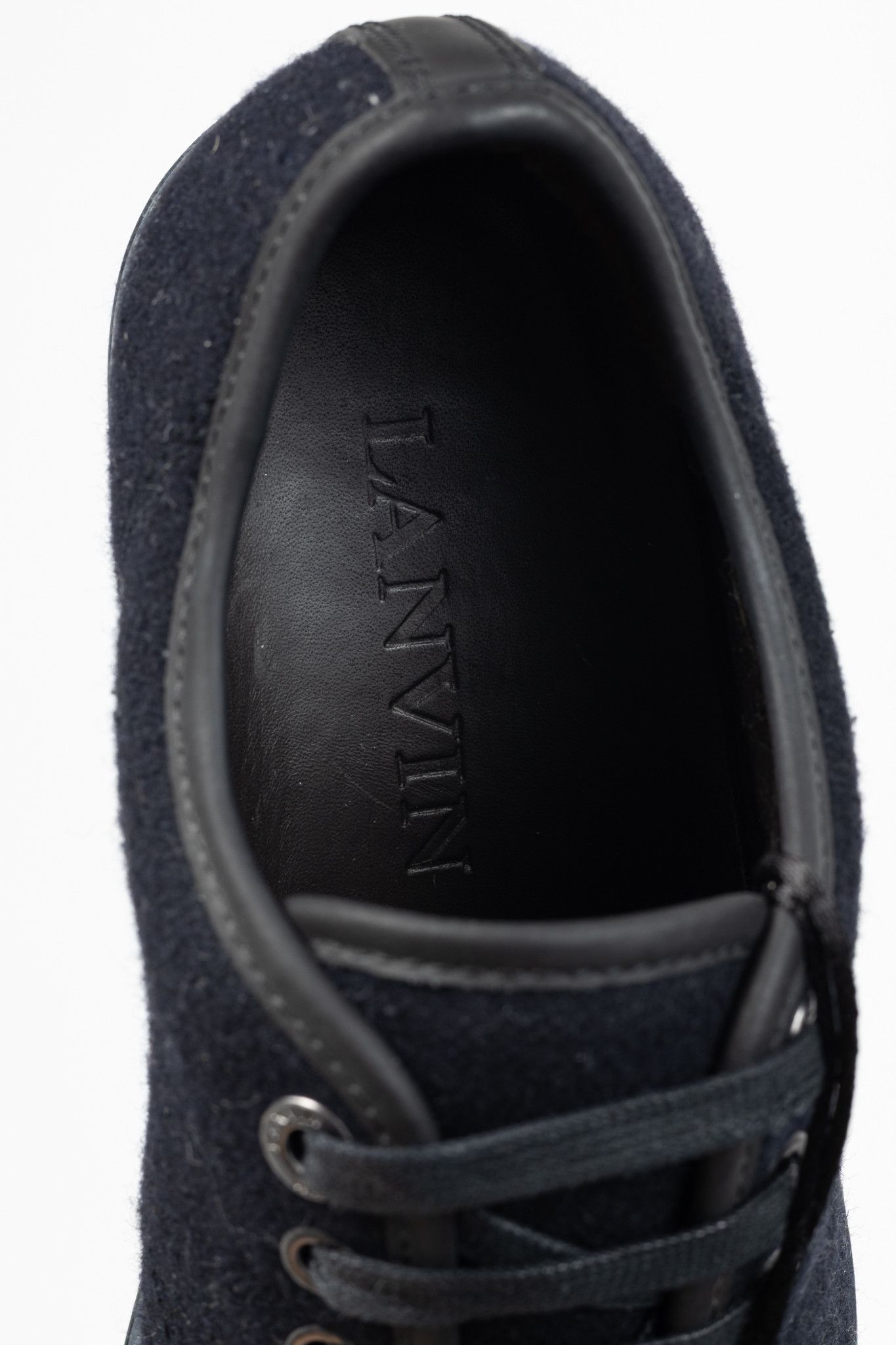 Lanvin Lanvin Navy Felted Wool Low-Top Sneakers Size US 5 / EU 37 - 10 Thumbnail