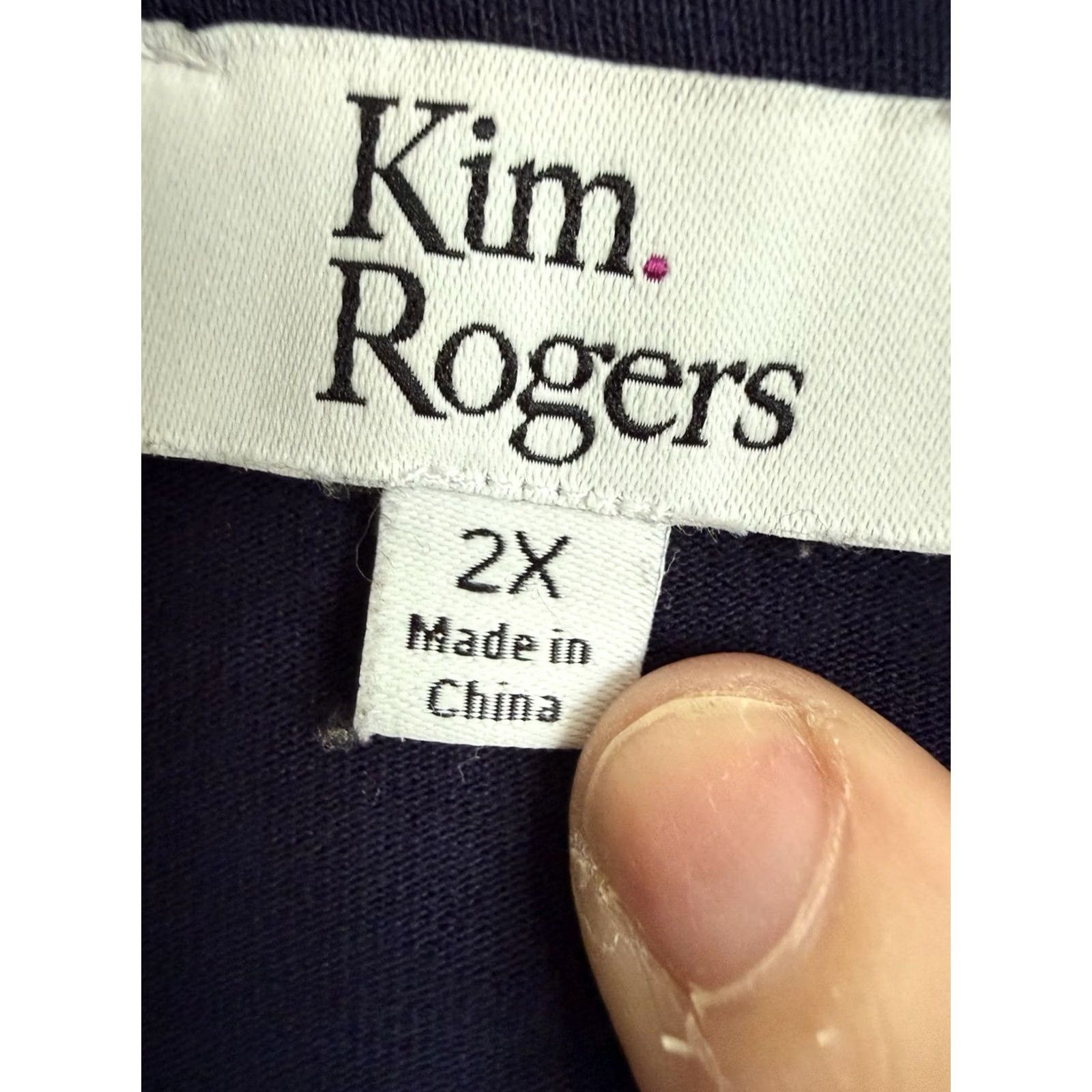 Vintage Kim Rogers Blue Cotton Knit Cardigan Open Front Roll Sleeve 2X Casual Womens Size XXL / US 16-18 / IT 52-54 - 3 Thumbnail