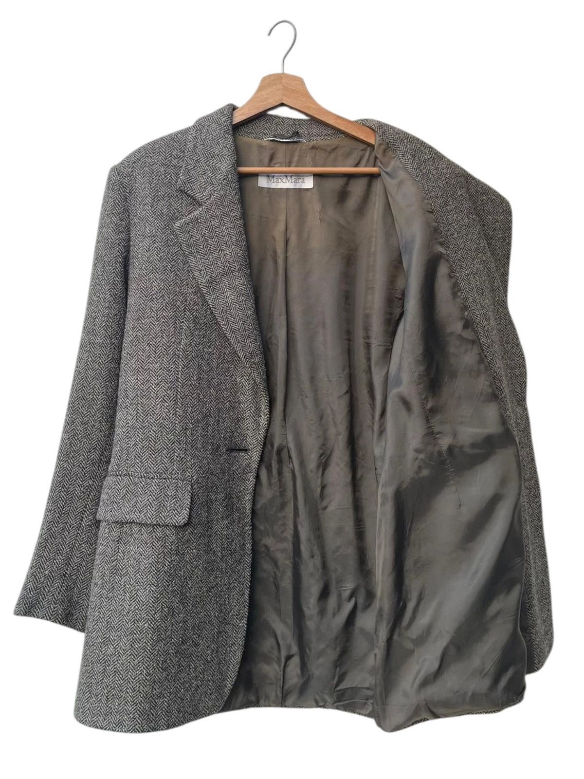 Max Mara Max Mara Notched Lapel Herringbone Wool Jacket Size M / US 6-8 / IT 42-44 - 4 Thumbnail