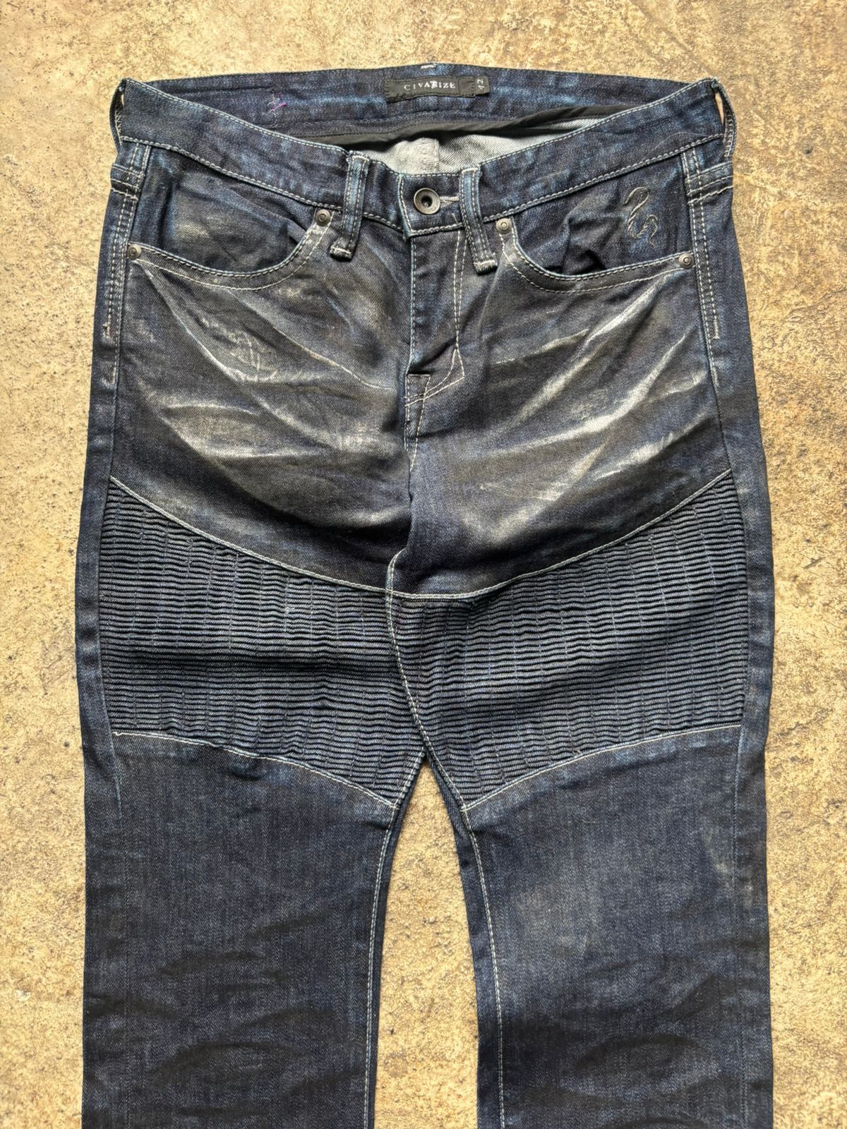 CIVARIZE 2000s Civarize Silver Claw Marks Bikers Jeans Size US 28 / EU 44 - 2 Thumbnail