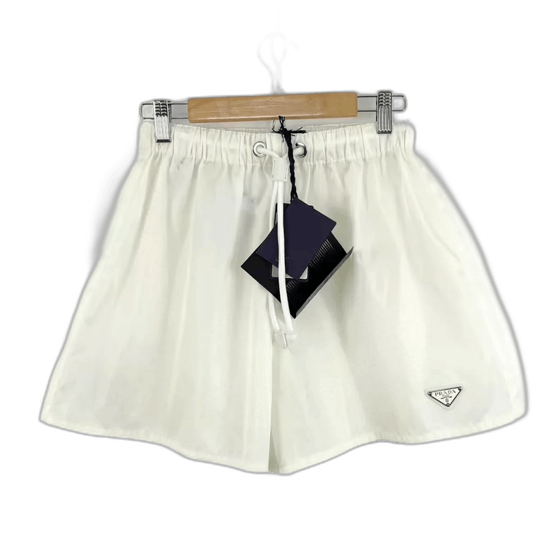 Prada Prada White Nylon Drawstring Shorts-2506 Size US 38 / EU 54 - 1 Thumbnail