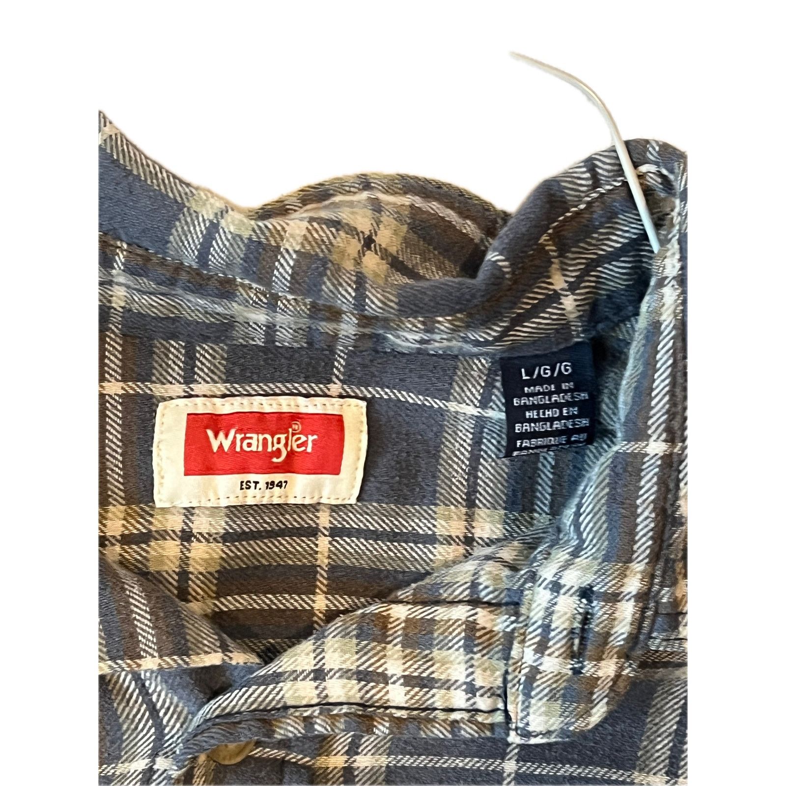 Wrangler Wrangler Blue Gray Checkered Flannel Mens L Size US L / EU 52-54 / 3 - 3 Thumbnail
