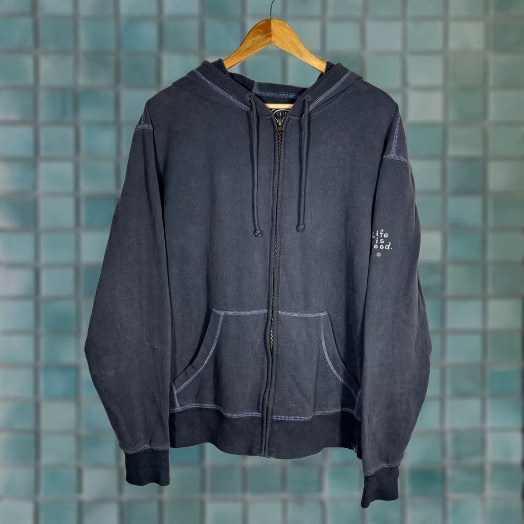 Life is Good Life is Good Mens Full Zip Hoodie Blue Fleece Sweatshirt Embroidered Logo Size M Size US M / EU 48-50 / 2 - 1 Thumbnail