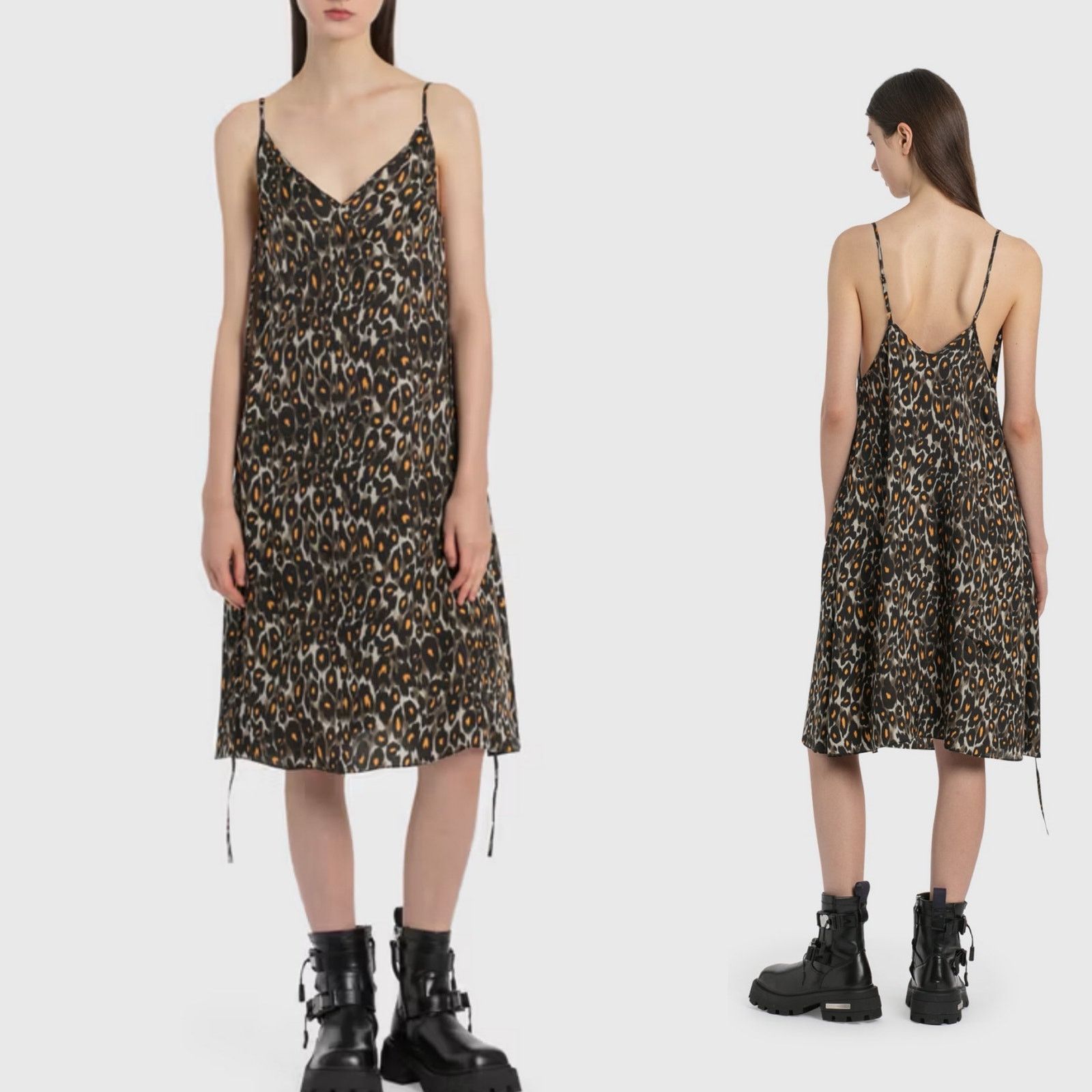 R13 R13 MIDI SLIP DRESS WITH BACK TIE In Leopard sz S Size S / US 4 / IT 40 - 1 Thumbnail