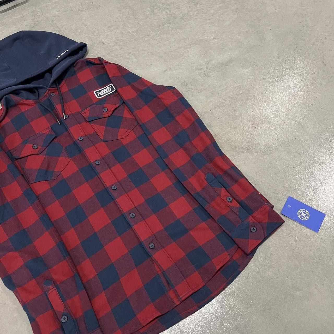 Hurley Crazy Vintage Y2K/2000s Hurley Hooded Striped Button Up Long Sleeve Brand New Shirt! Size US M / EU 48-50 / 2 - 3 Thumbnail